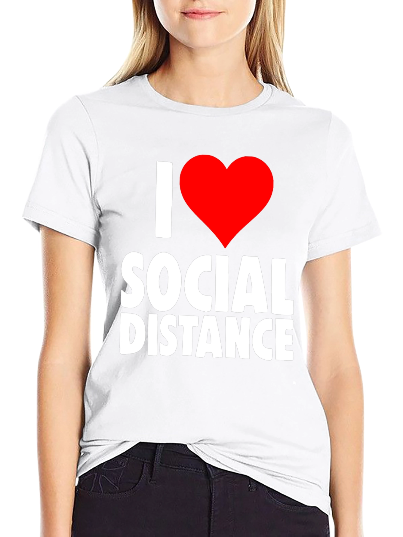 I Heart Social Distance Black Graphic T-Shirt