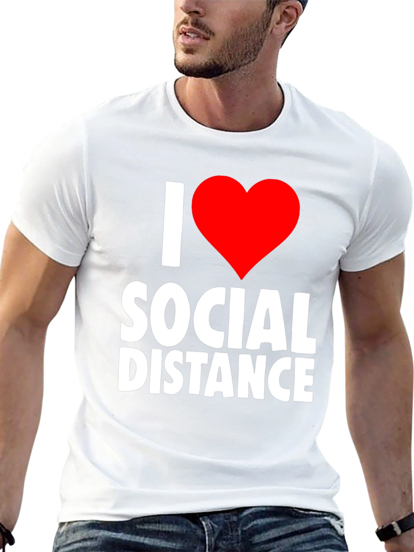 I Heart Social Distance Black Graphic T-Shirt