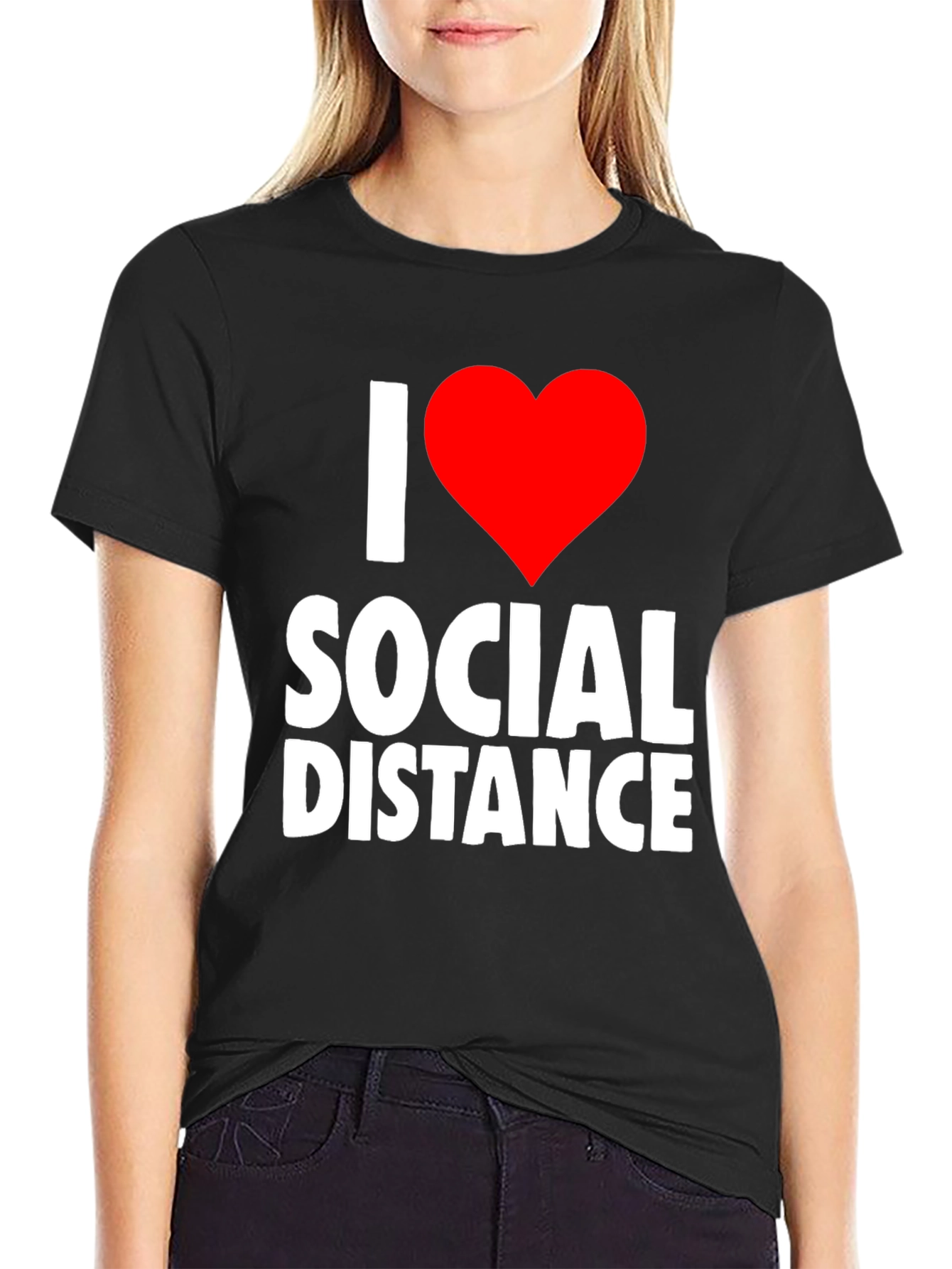 I Heart Social Distance Black Graphic T-Shirt