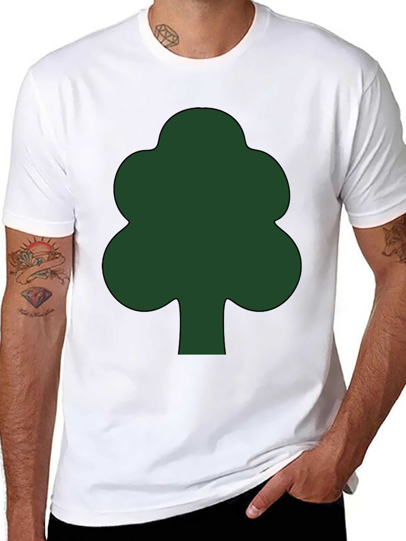 Green Tree Graphic Black T-Shirt