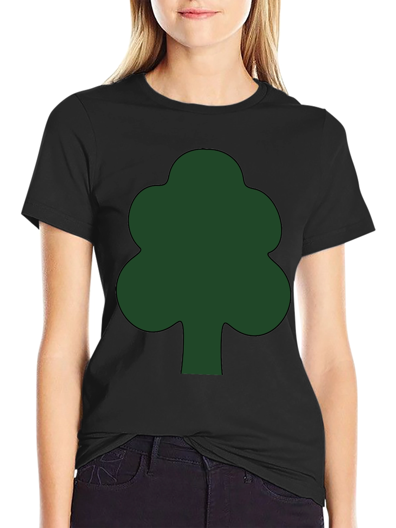 Green Tree Graphic Black T-Shirt