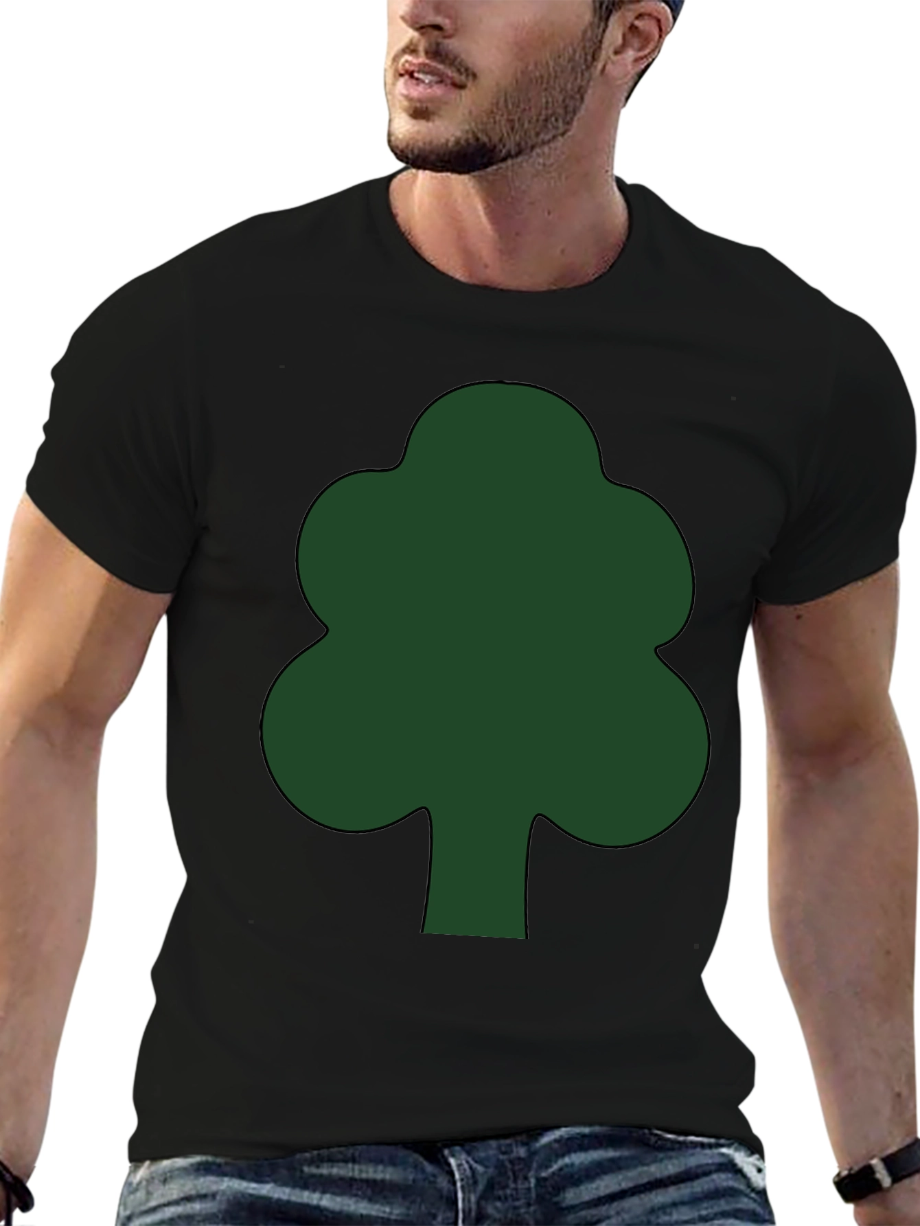 Green Tree Graphic Black T-Shirt