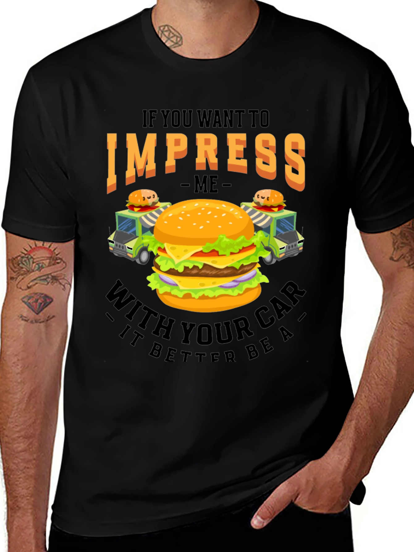 Impress Car Burger Black T-Shirt