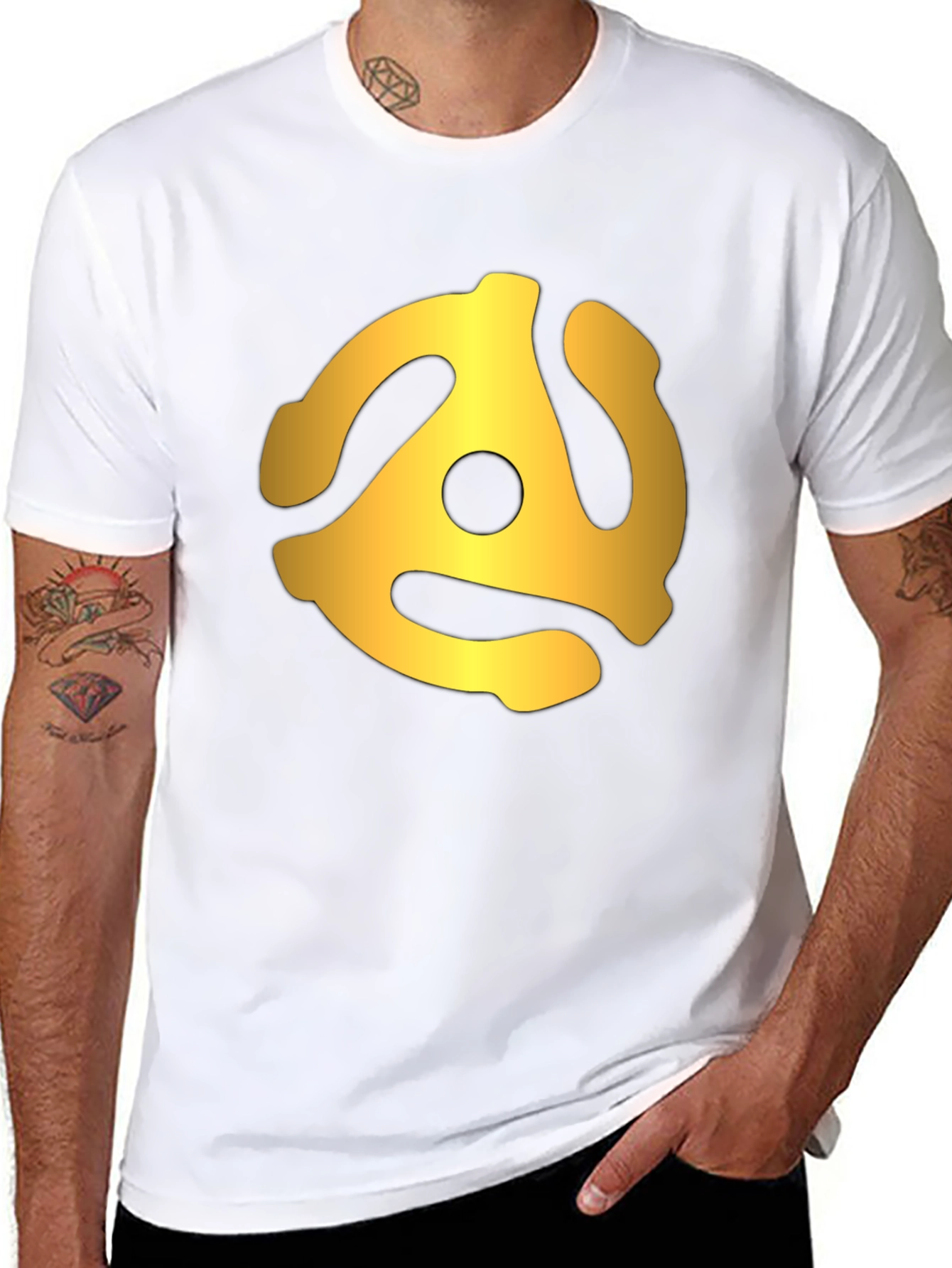 Retro Gold Record Adapter Black T-Shirt