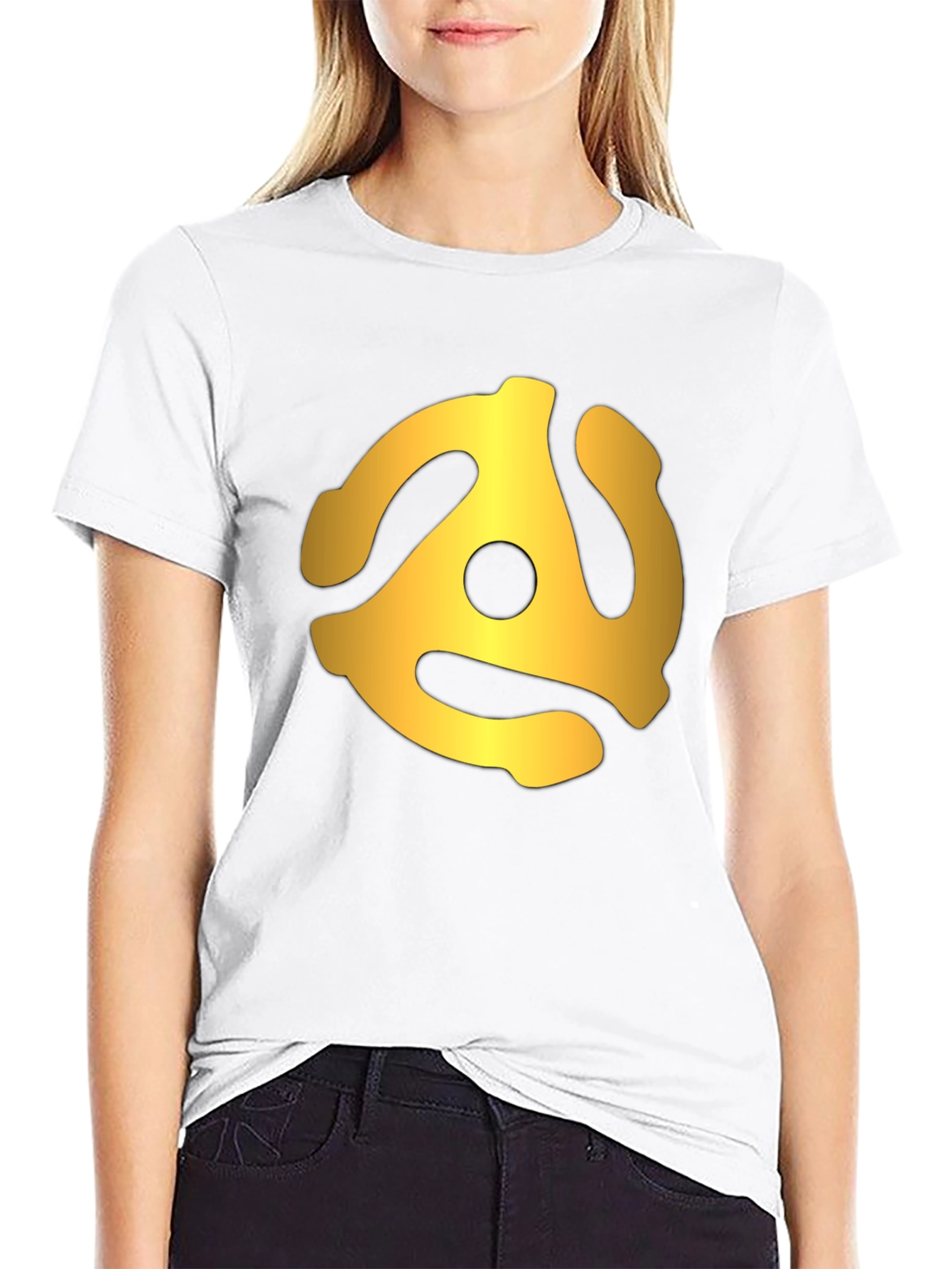 Retro Gold Record Adapter Black T-Shirt