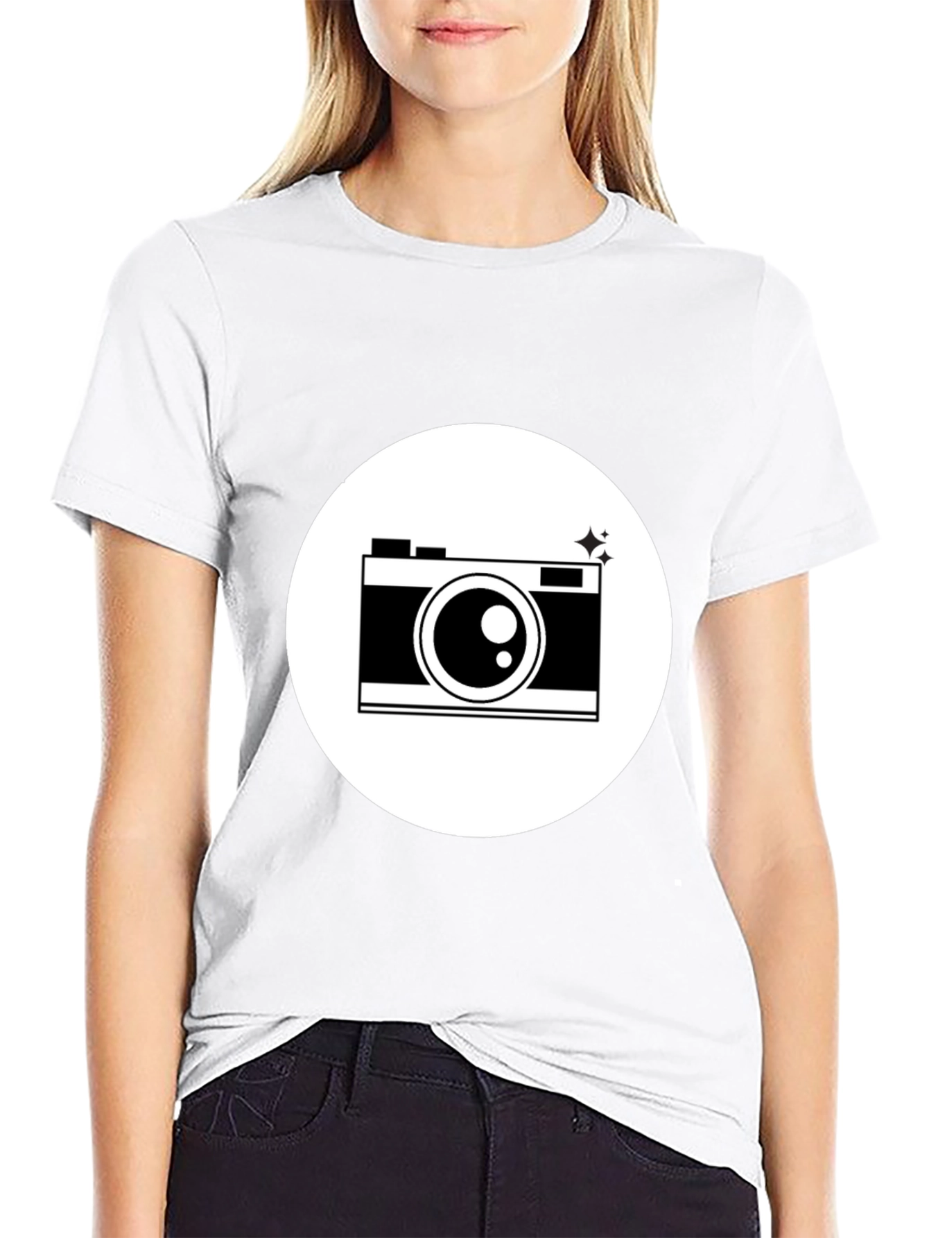 Camera Graphic Print Black T-Shirt