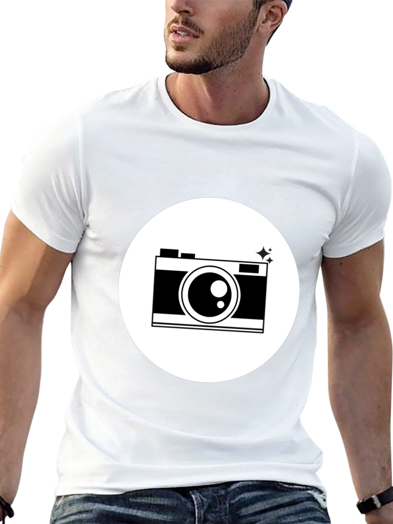 Camera Graphic Print Black T-Shirt