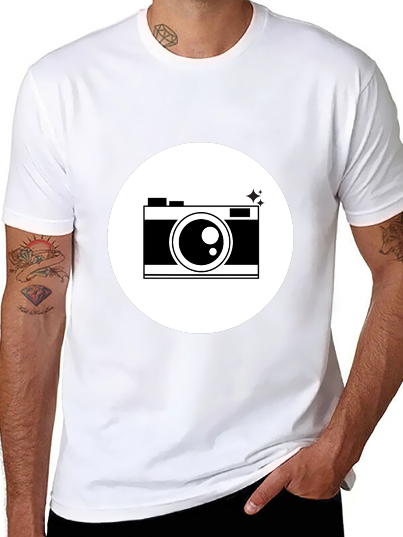 Camera Graphic Print Black T-Shirt