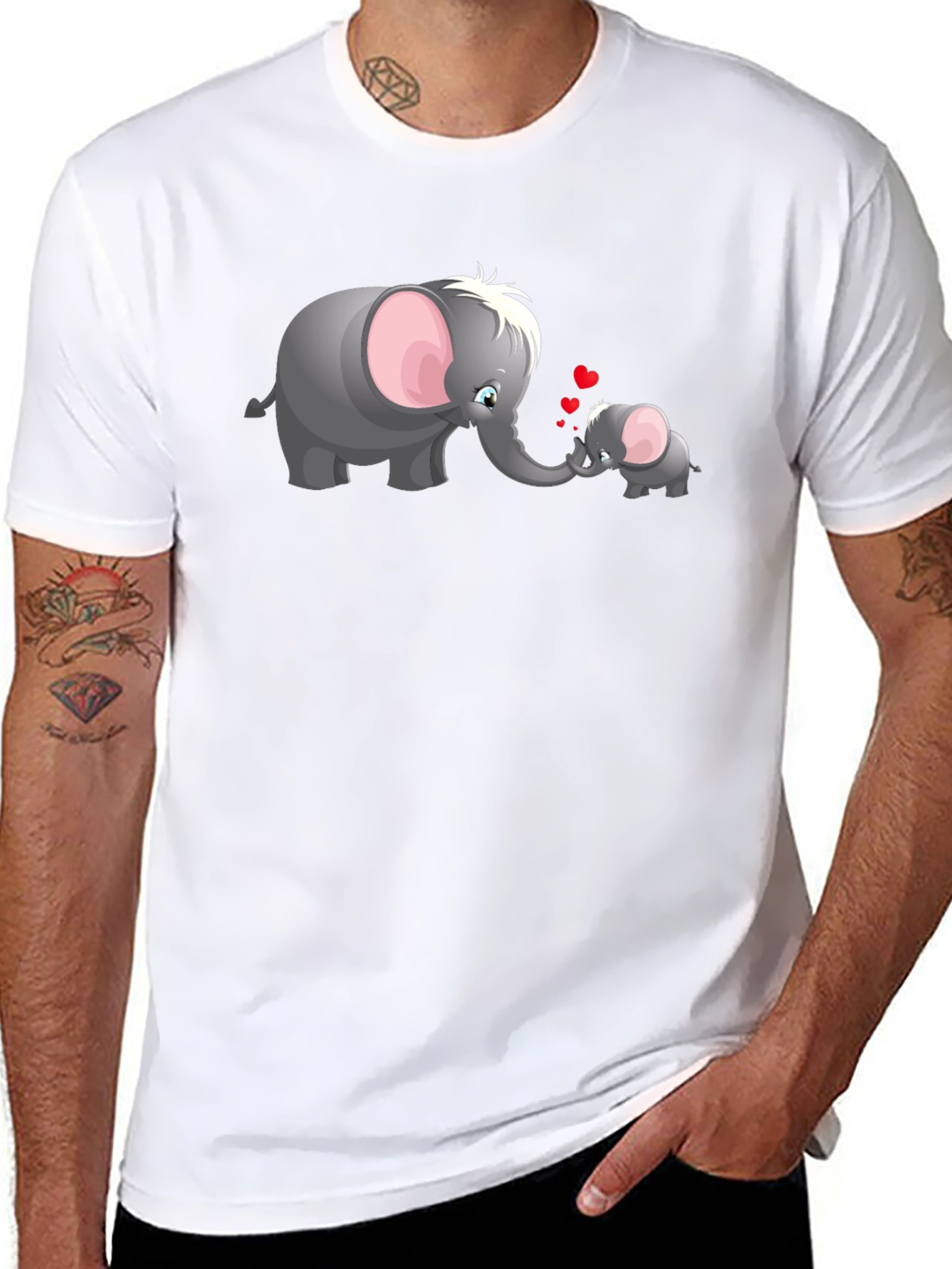 Elephant Love Graphic T-Shirt - Black