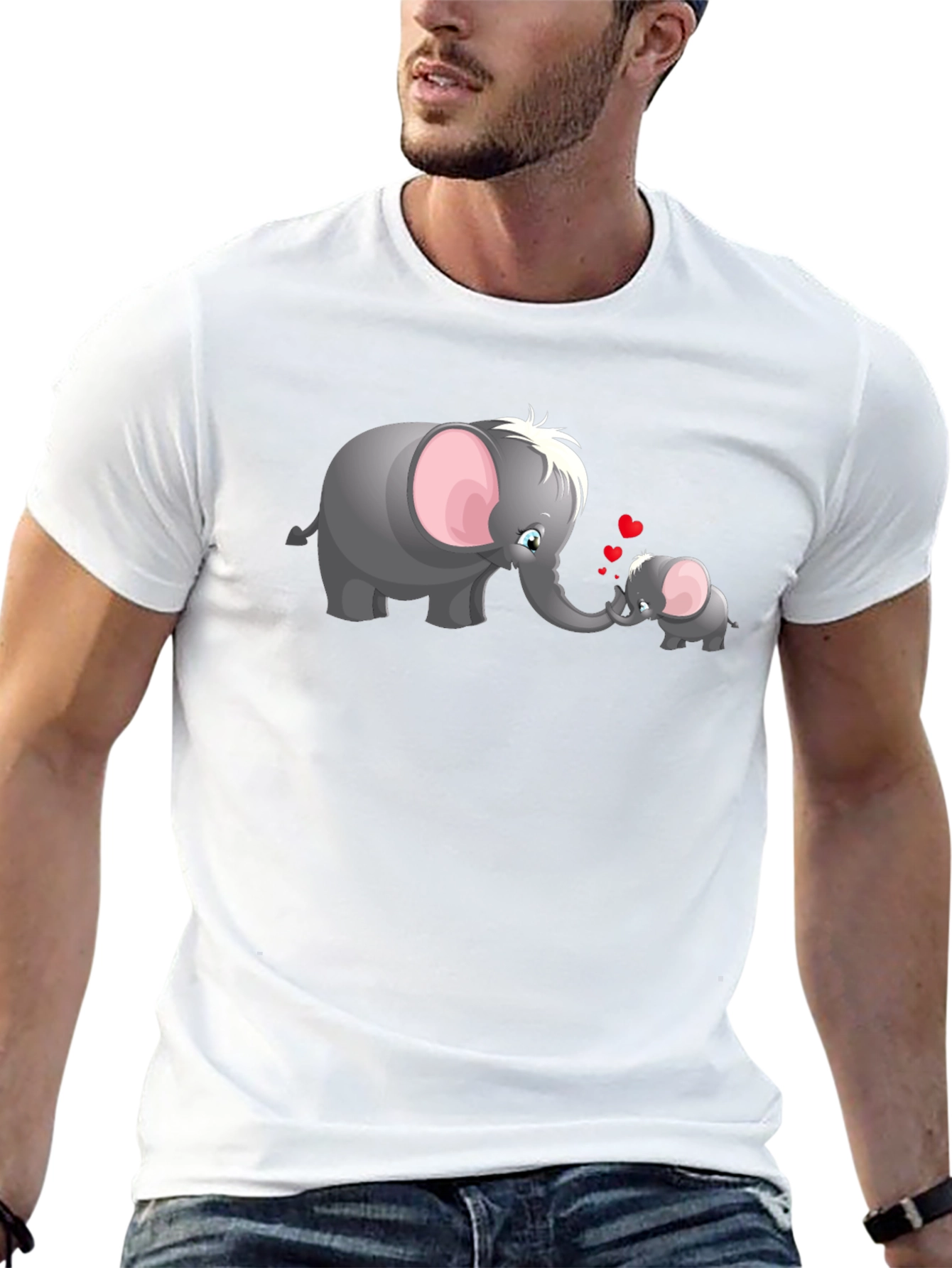 Elephant Love Graphic T-Shirt - Black