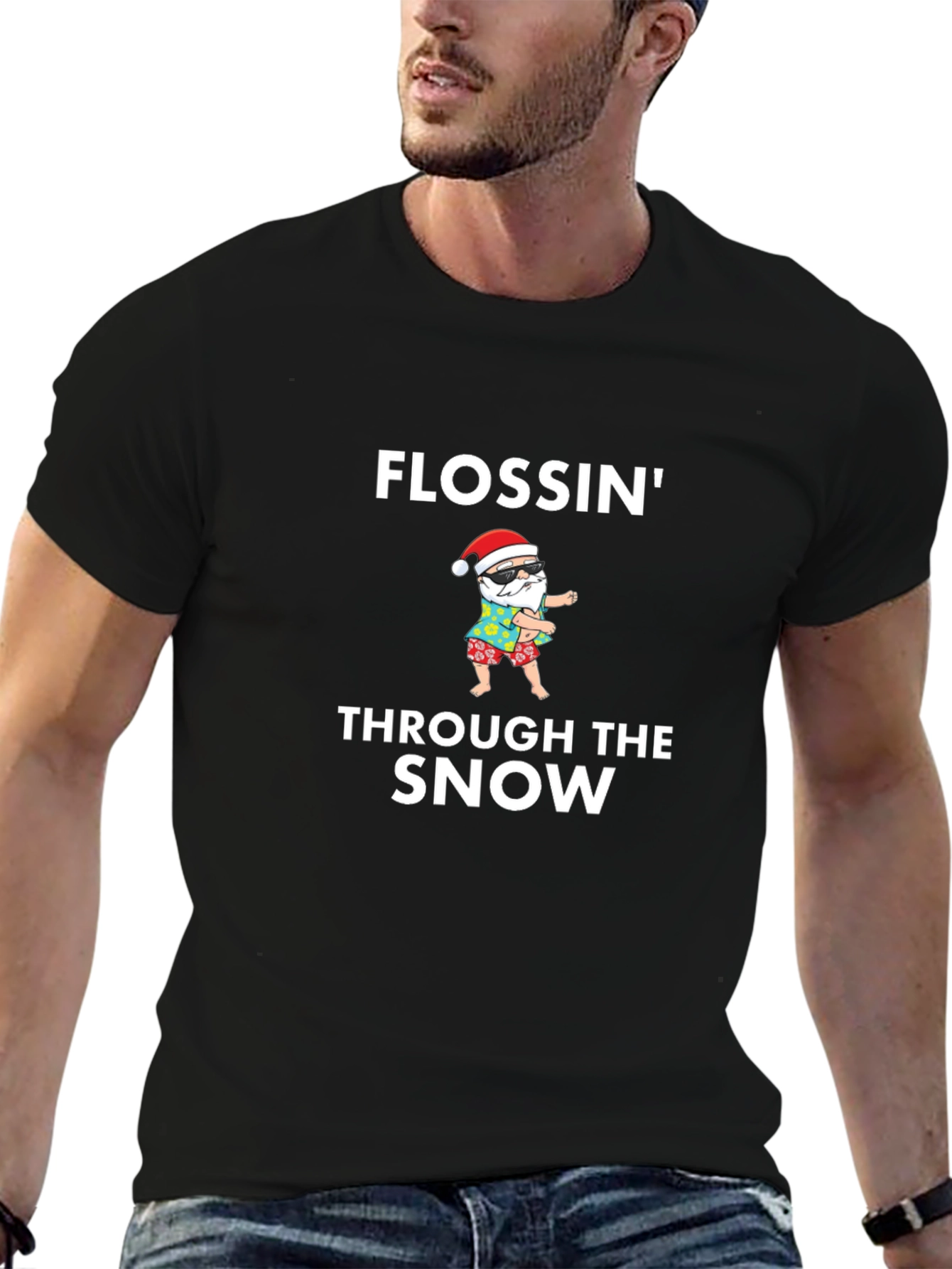 Flossin Through The Snow Santa Graphic Tee