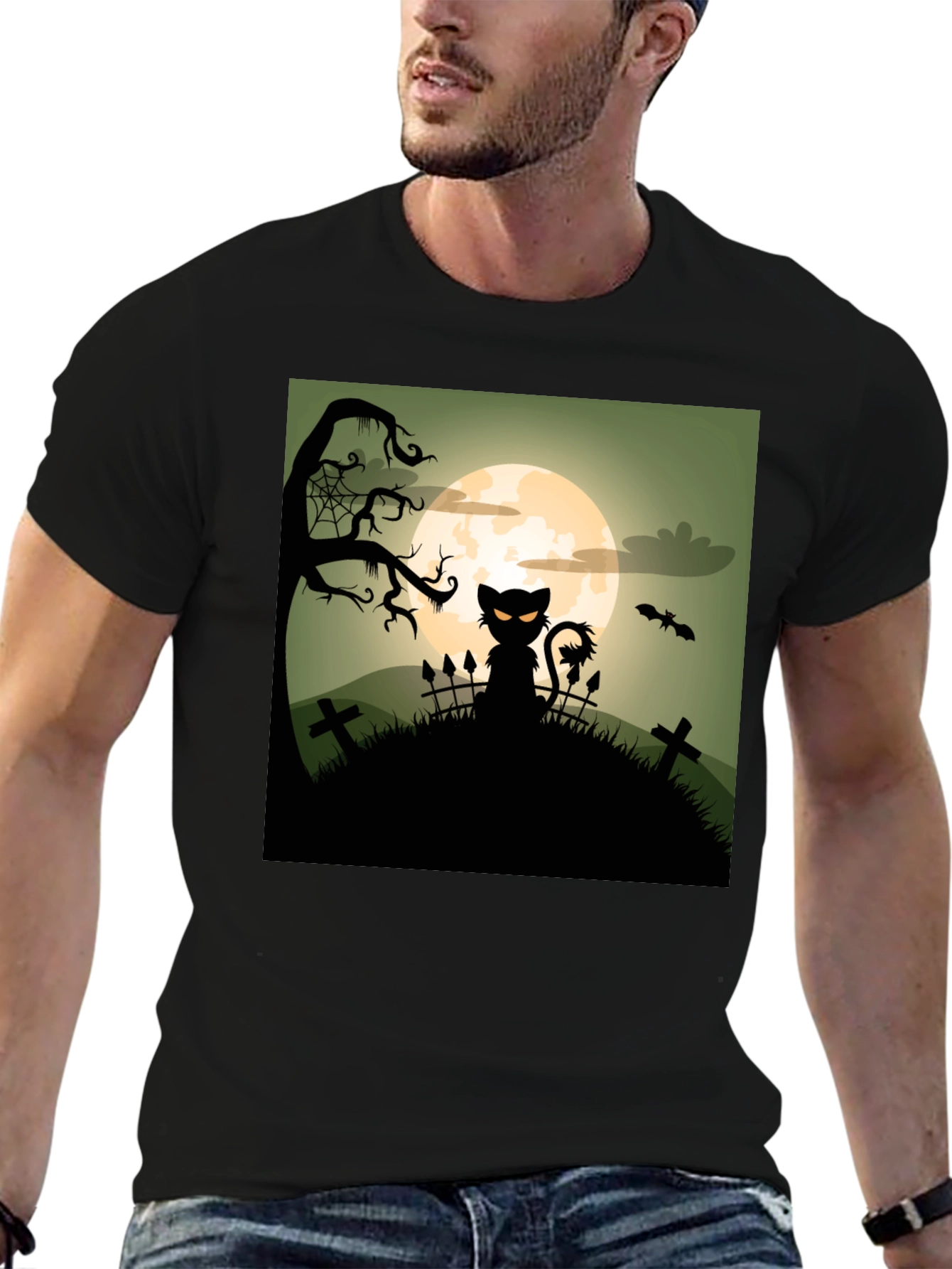 Halloween Cat T-Shirt - Spooky Design