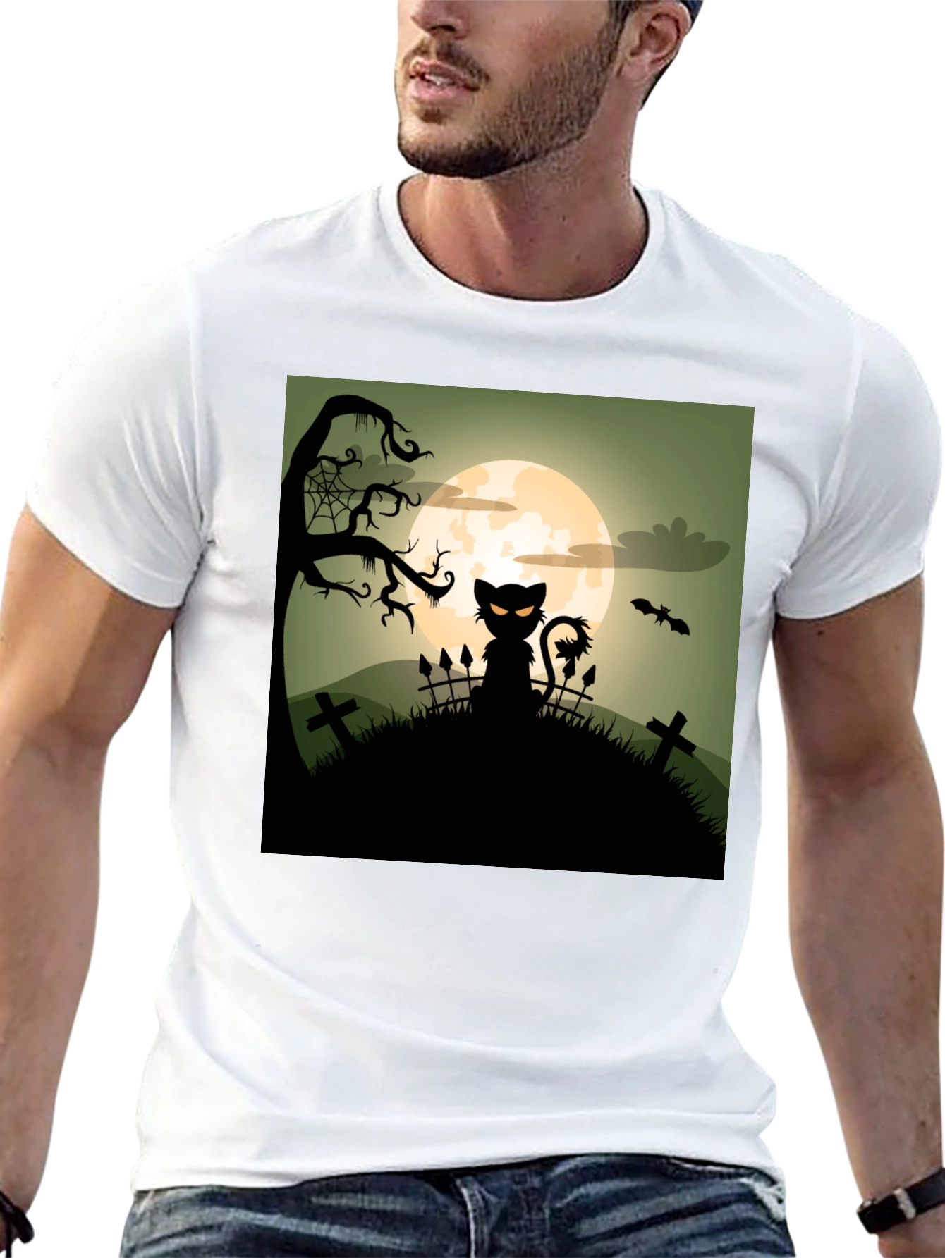 Halloween Cat T-Shirt - Spooky Design