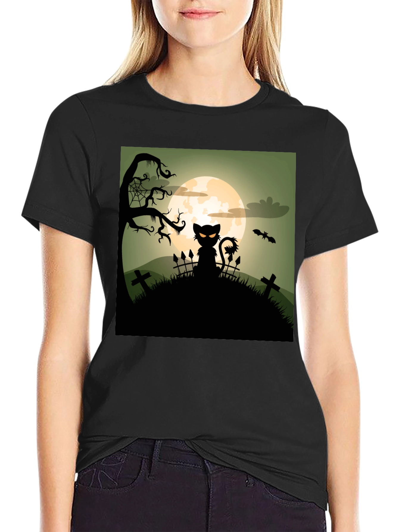 Halloween Cat T-Shirt - Spooky Design