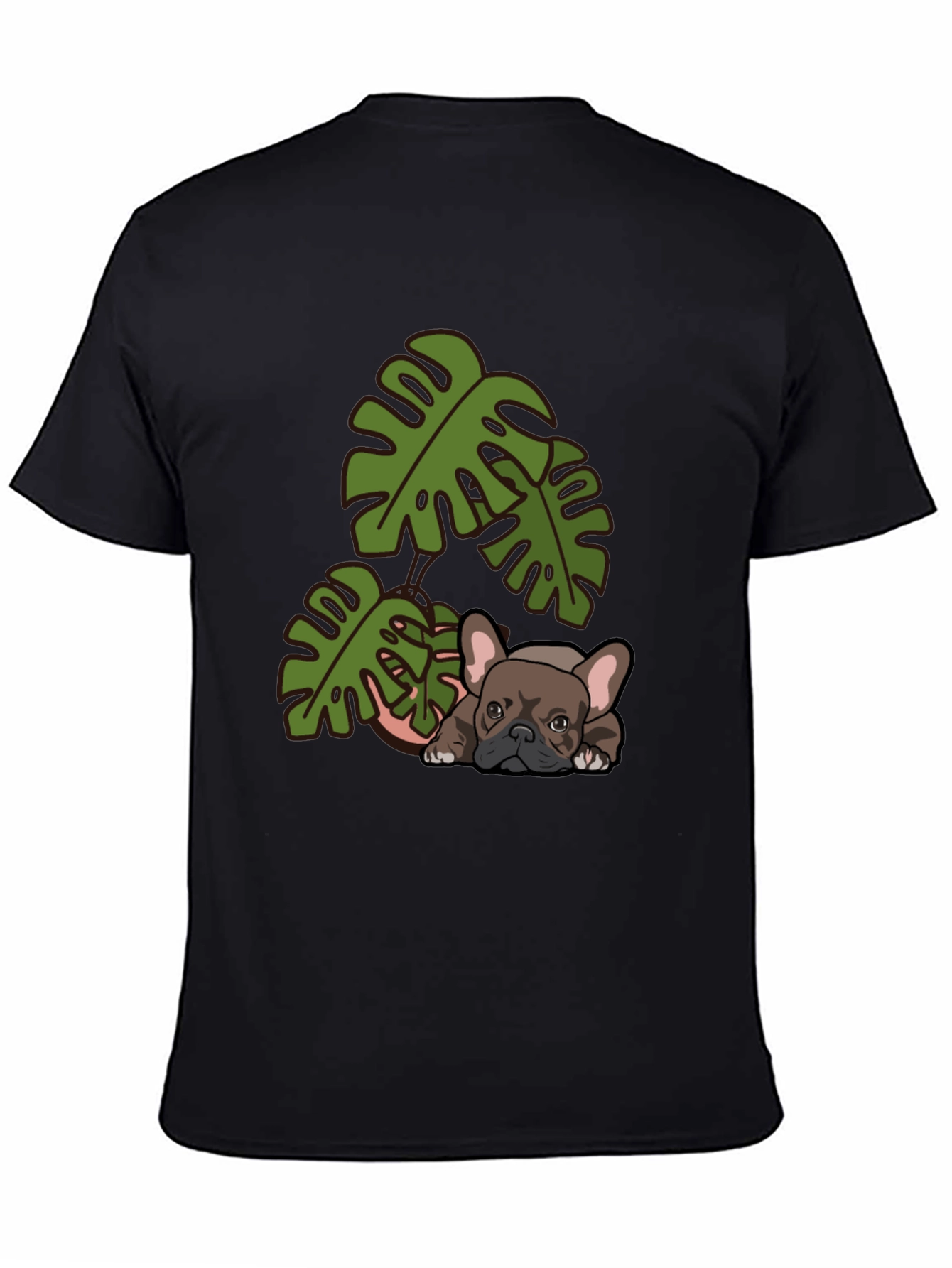 Bulldog & Monstera Leaf Graphic Tee
