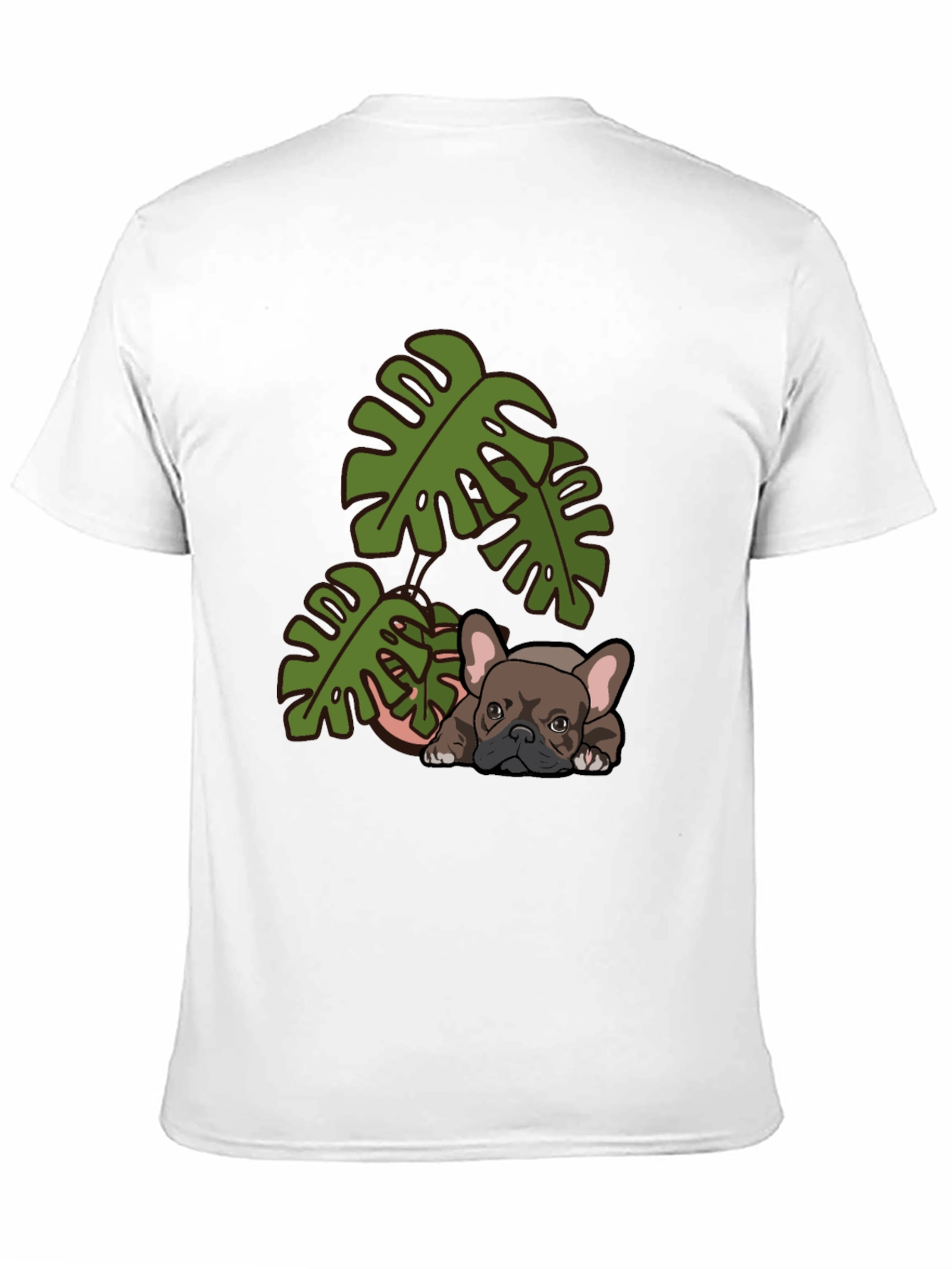 Bulldog & Monstera Leaf Graphic Tee