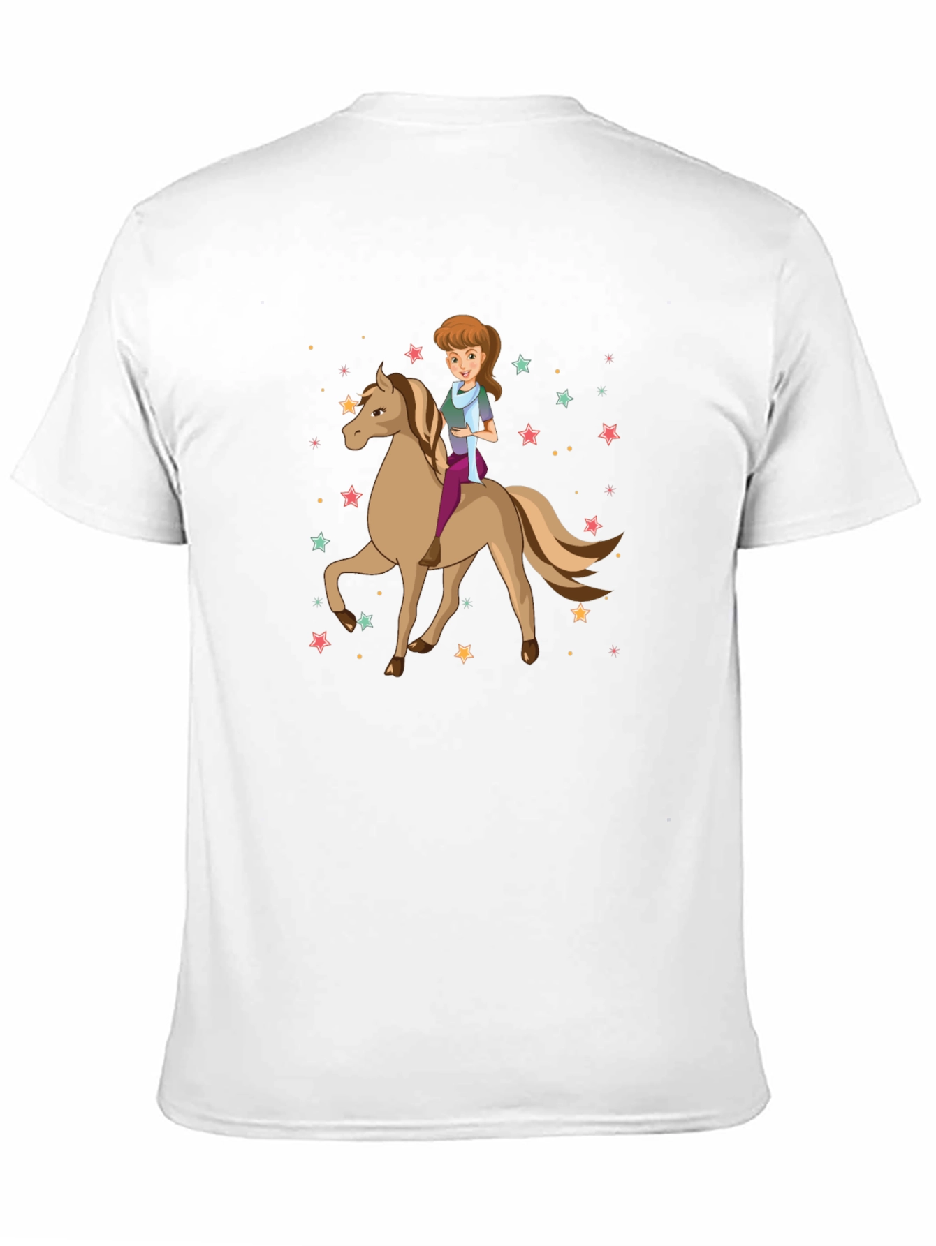 Girl Riding Horse Stars T-Shirt