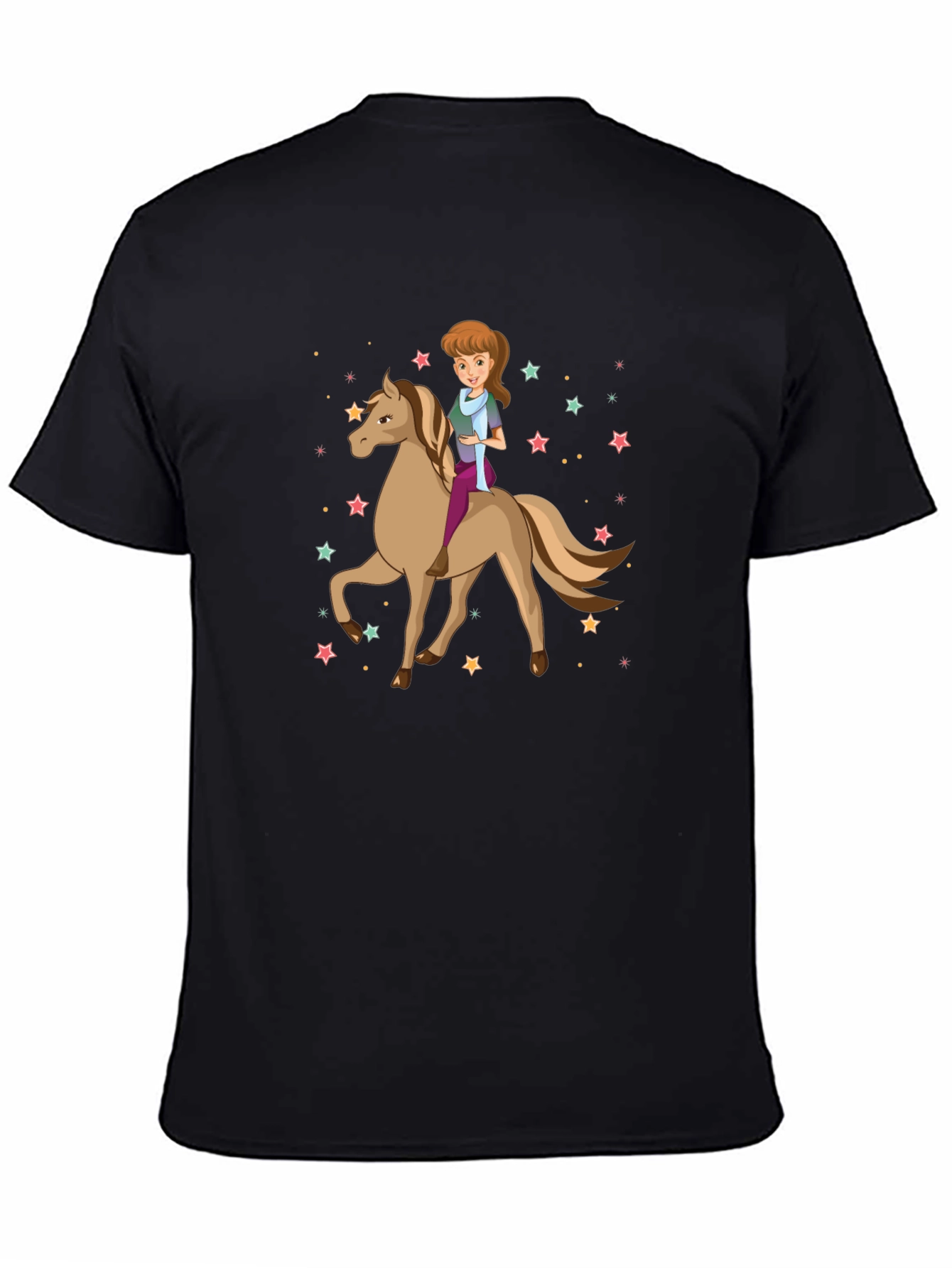 Girl Riding Horse Stars T-Shirt