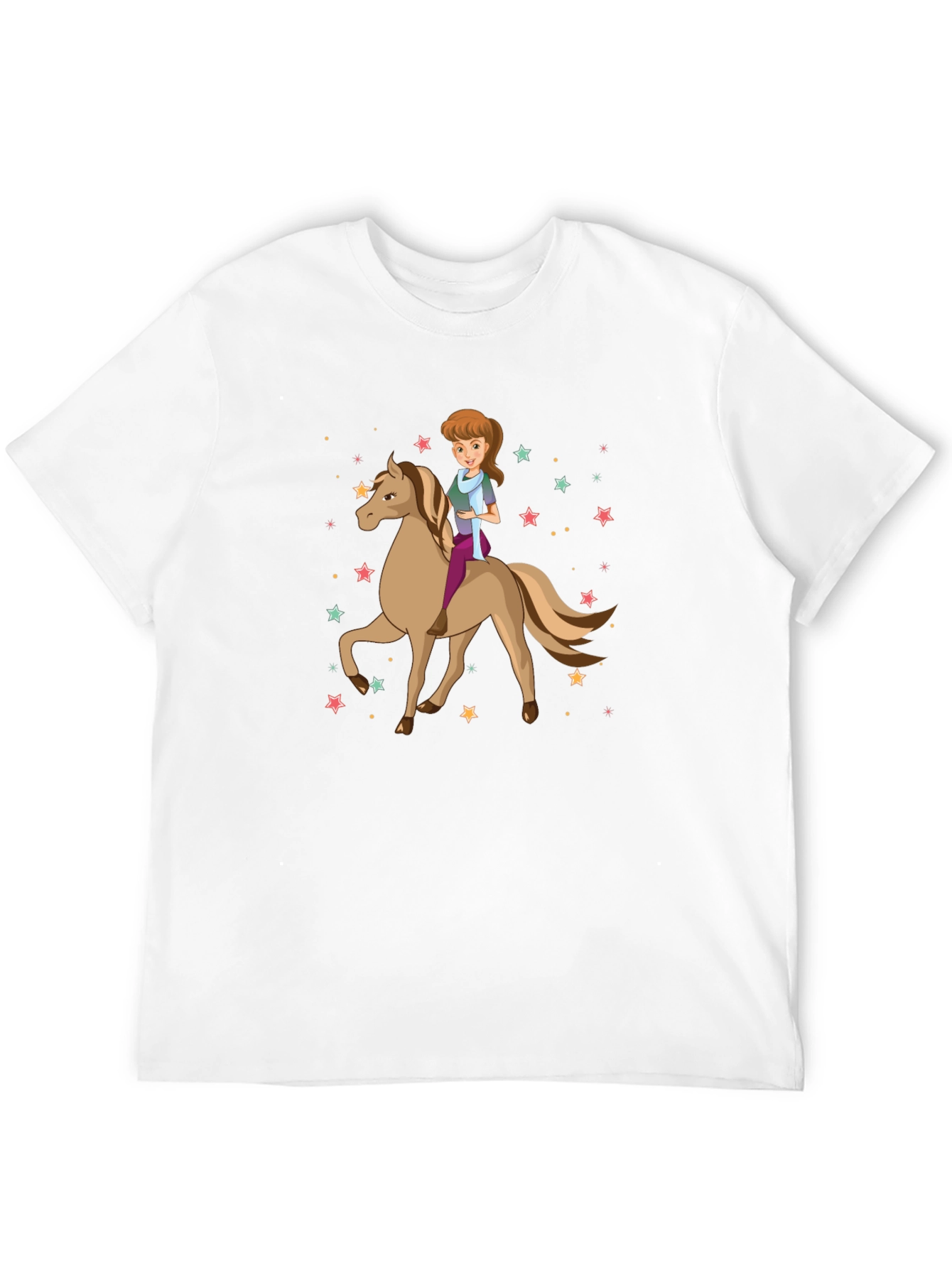 Girl Riding Horse Stars T-Shirt
