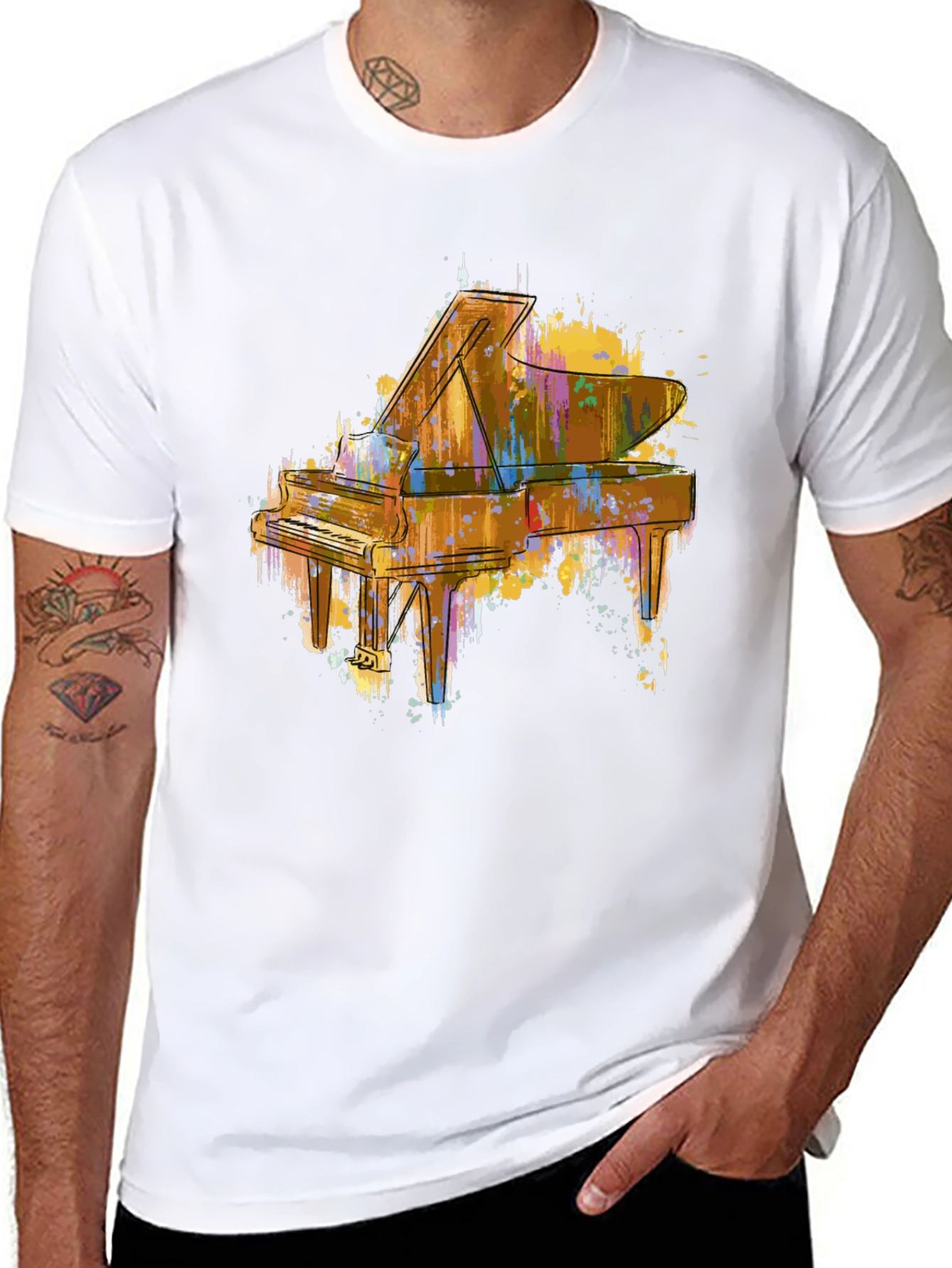 Abstract Piano Graphic Tee - Stylish Music Lover Shirt