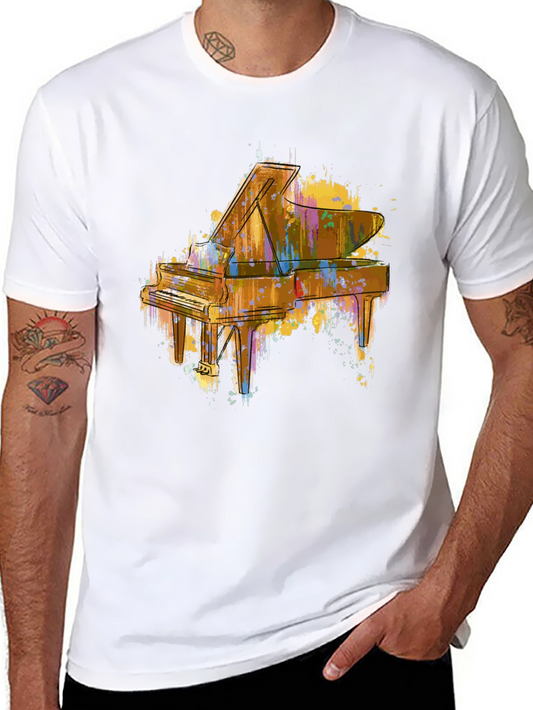 Abstract Piano Graphic Tee - Stylish Music Lover Shirt