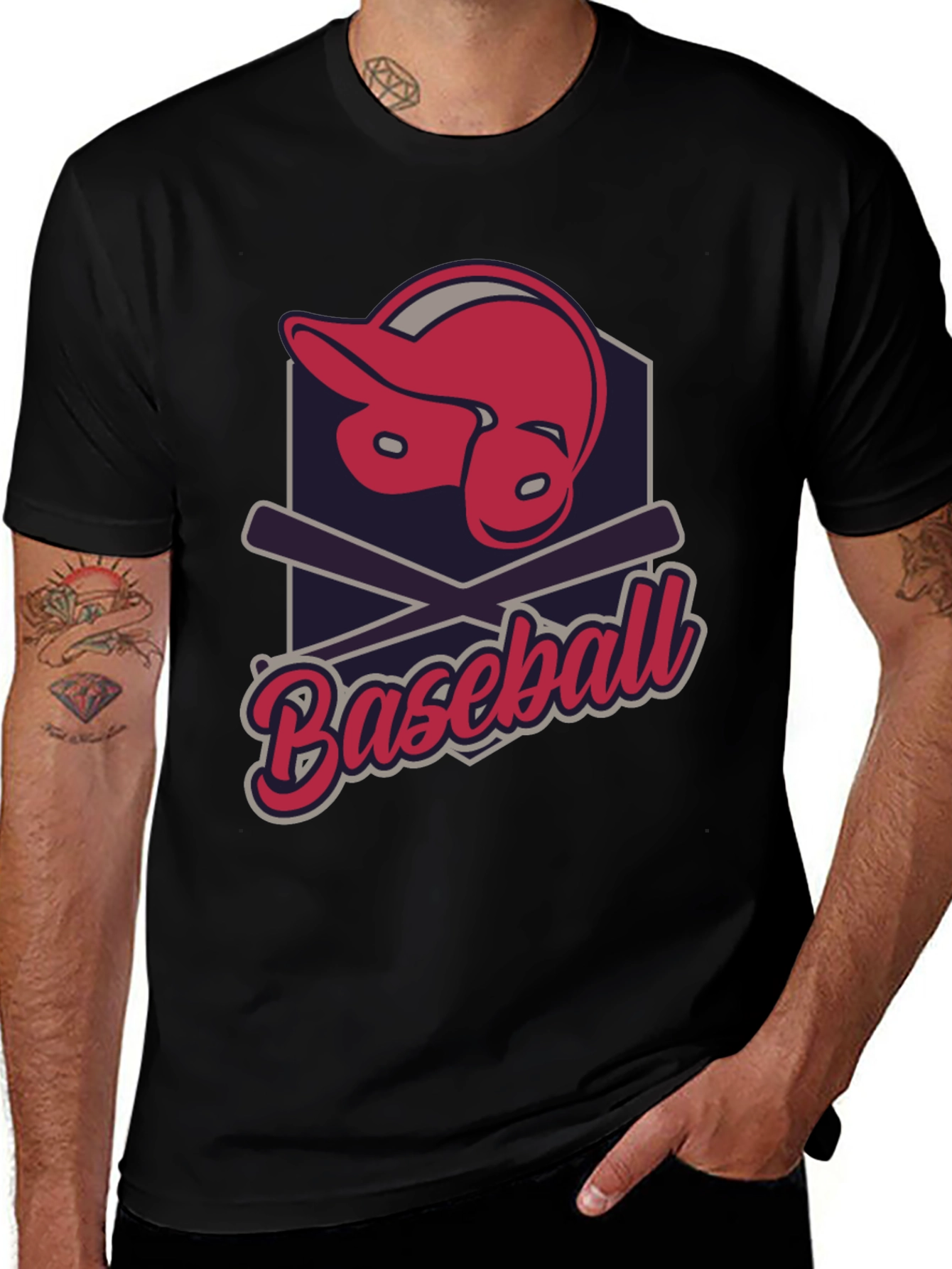 Baseball Helmet & Bats Graphic Tee