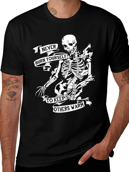 Skeleton Never Burn Yourself Graphic T-Shirt