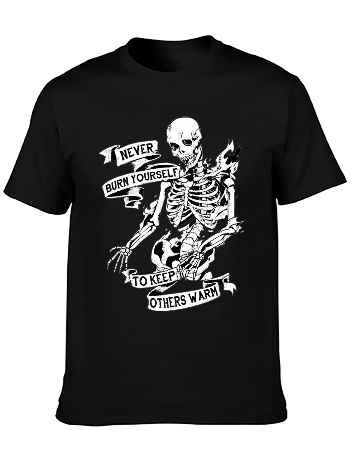Skeleton Never Burn Yourself Graphic T-Shirt