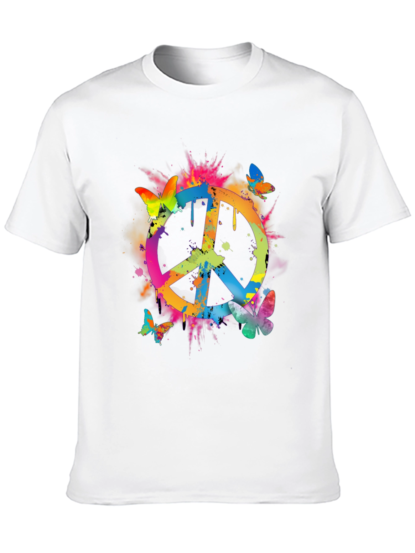 Peace Sign Butterfly Graphic Tee - Black
