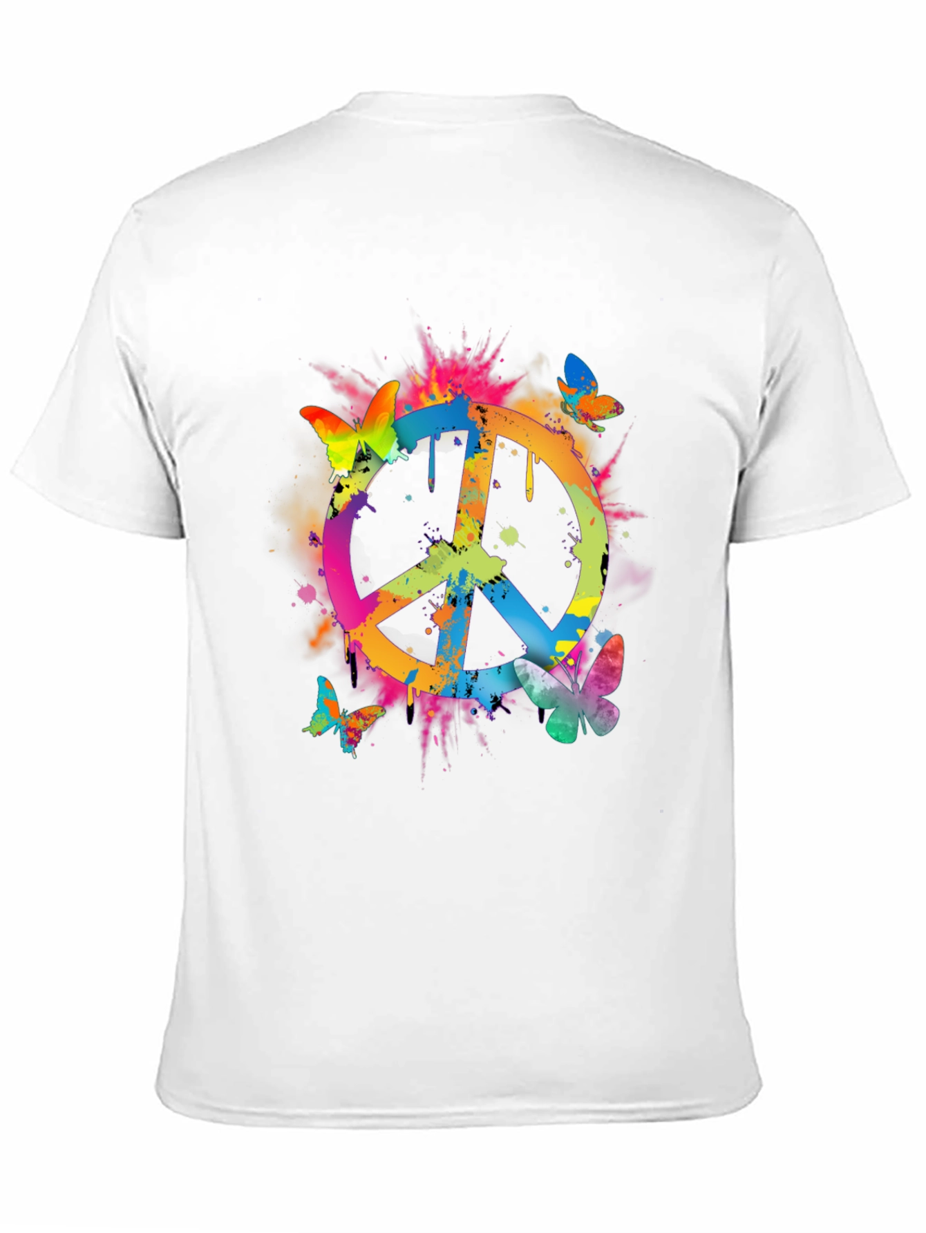 Peace Sign Butterfly Graphic Tee - Black