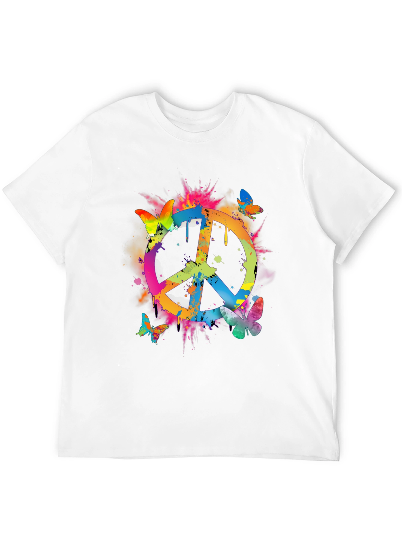 Peace Sign Butterfly Graphic Tee - Black