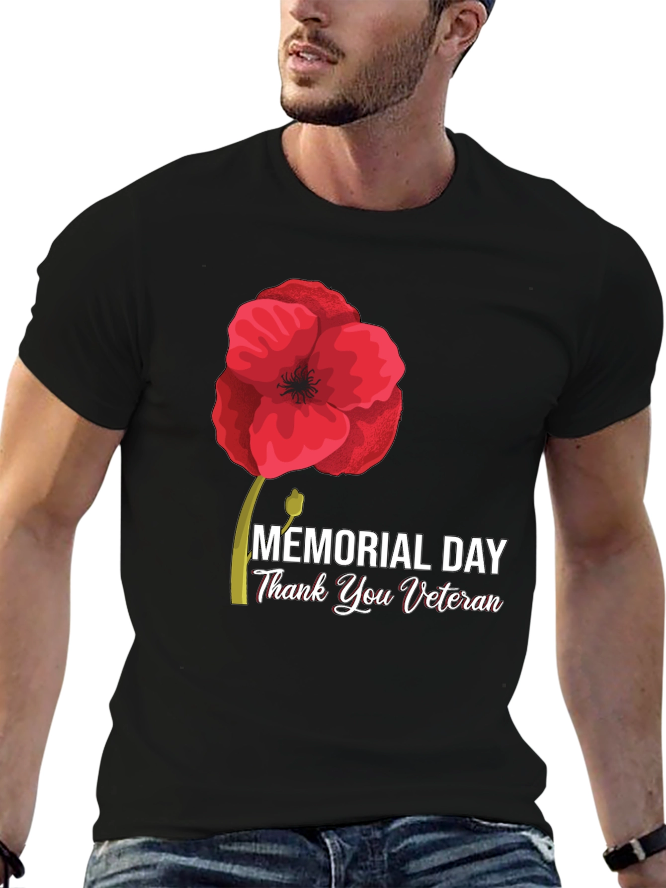 Memorial Day Thank You Veteran Black T-Shirt
