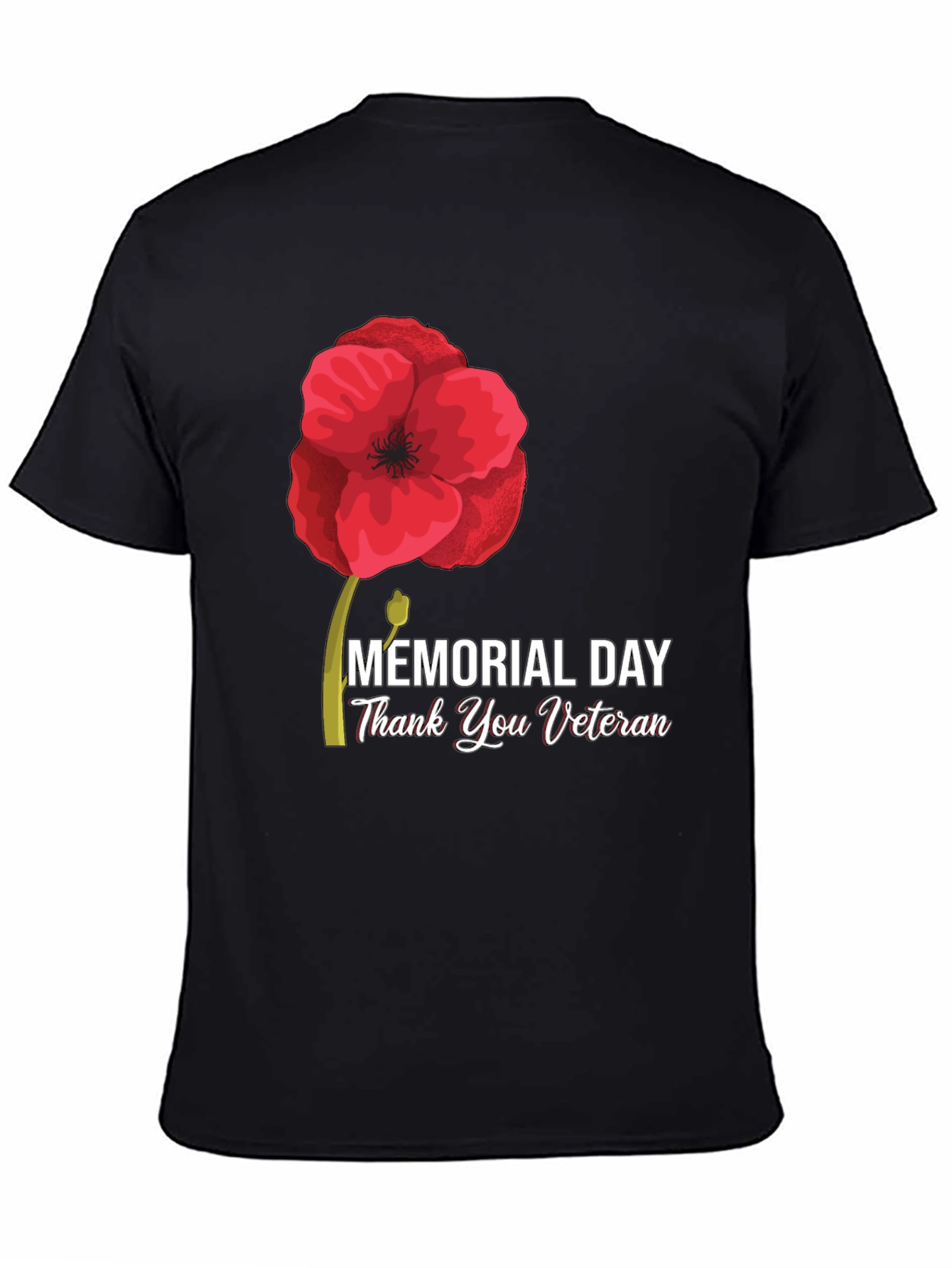Memorial Day Thank You Veteran Black T-Shirt