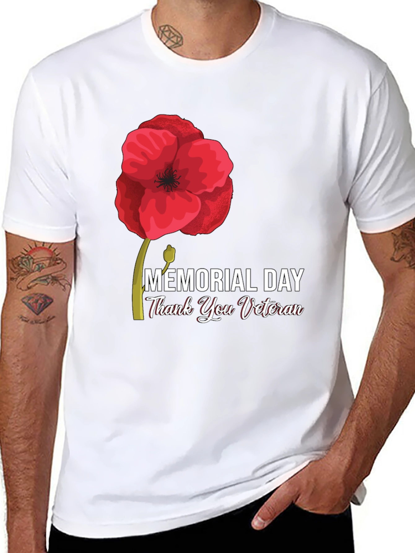Memorial Day Thank You Veteran Black T-Shirt