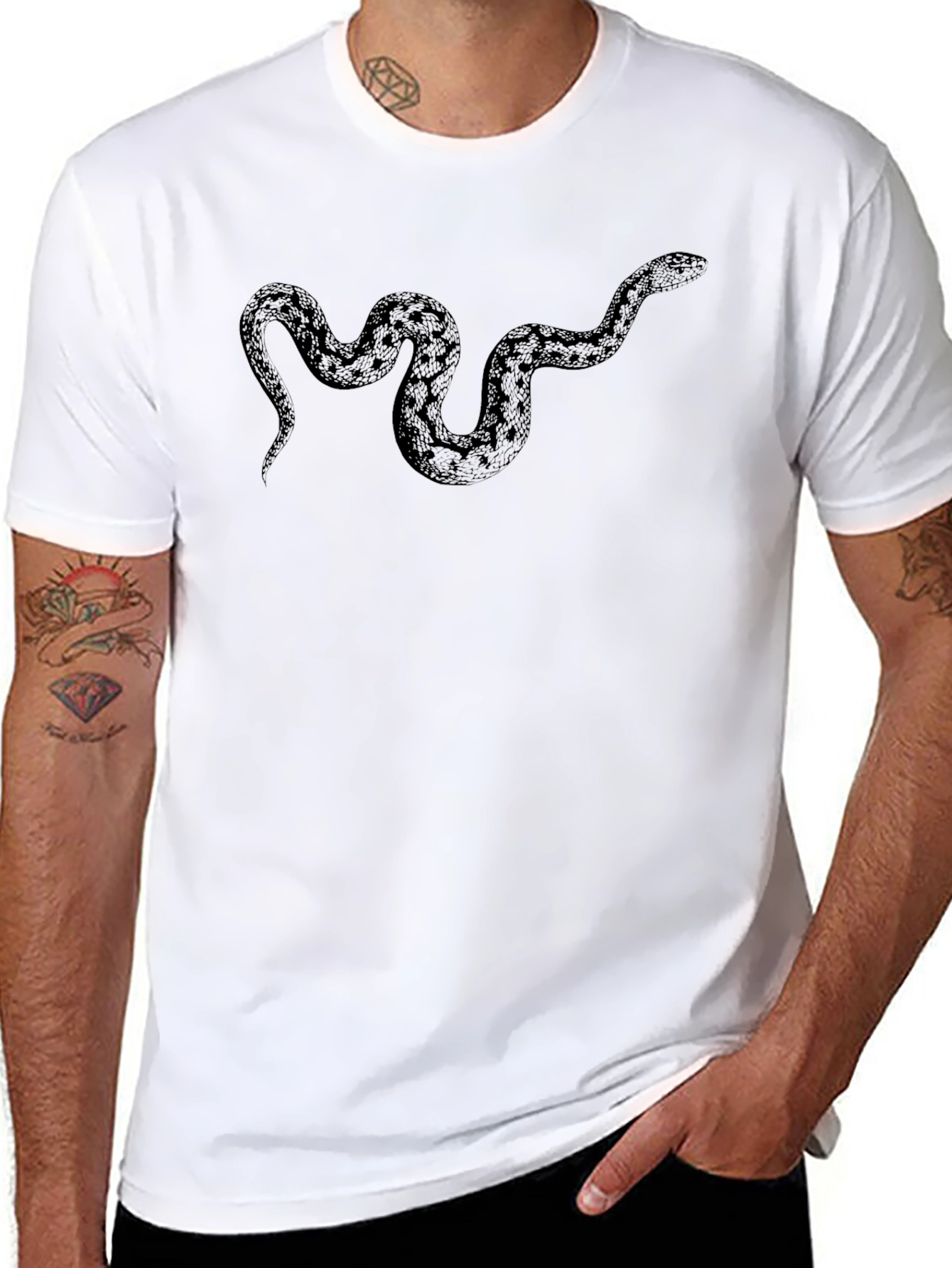 Mens Black Snake Graphic T-Shirt
