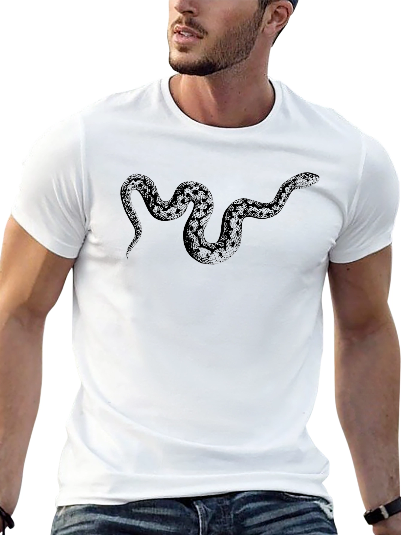 Mens Black Snake Graphic T-Shirt