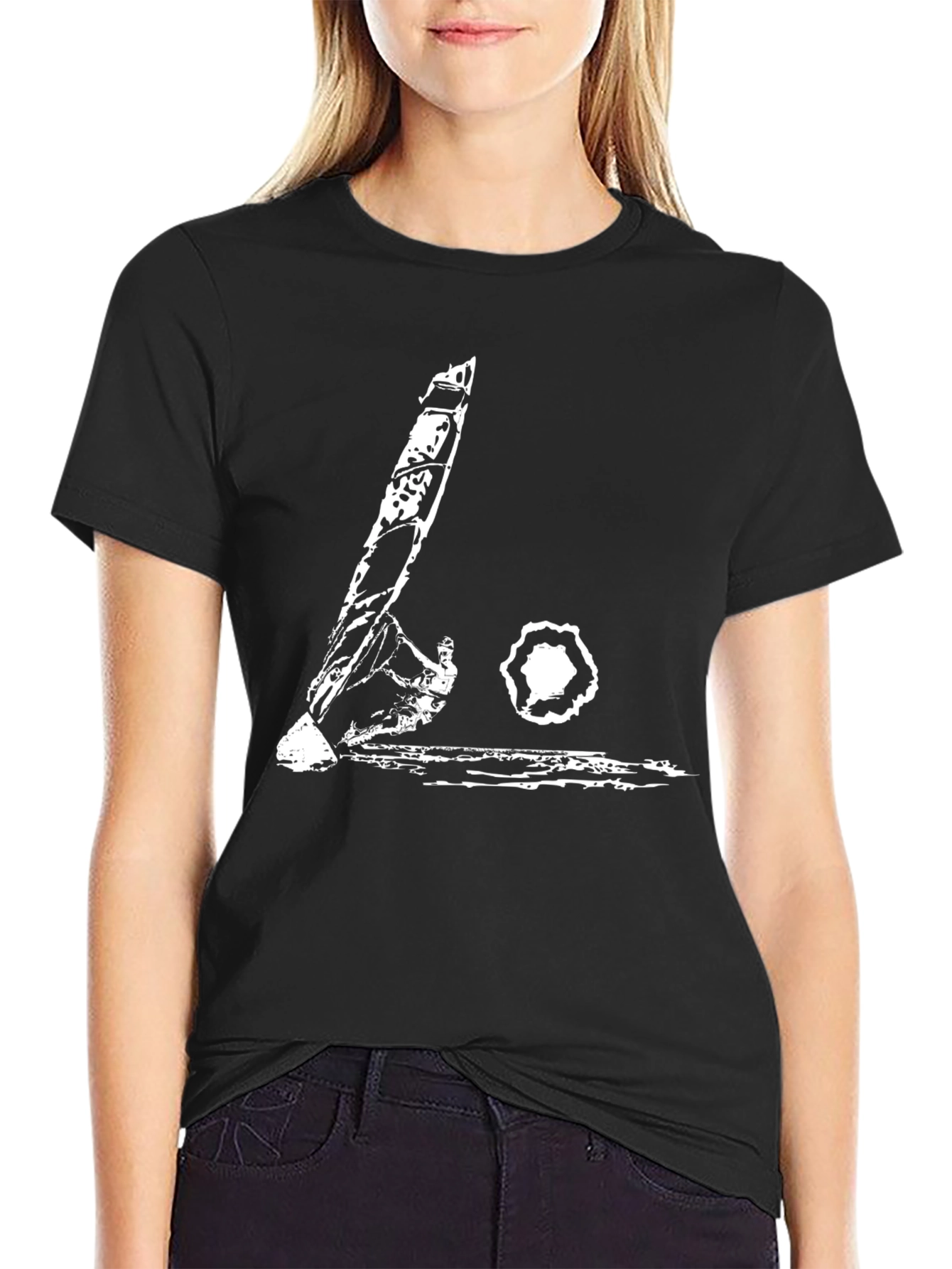 Black T-Shirt with Abstract Guitar Design