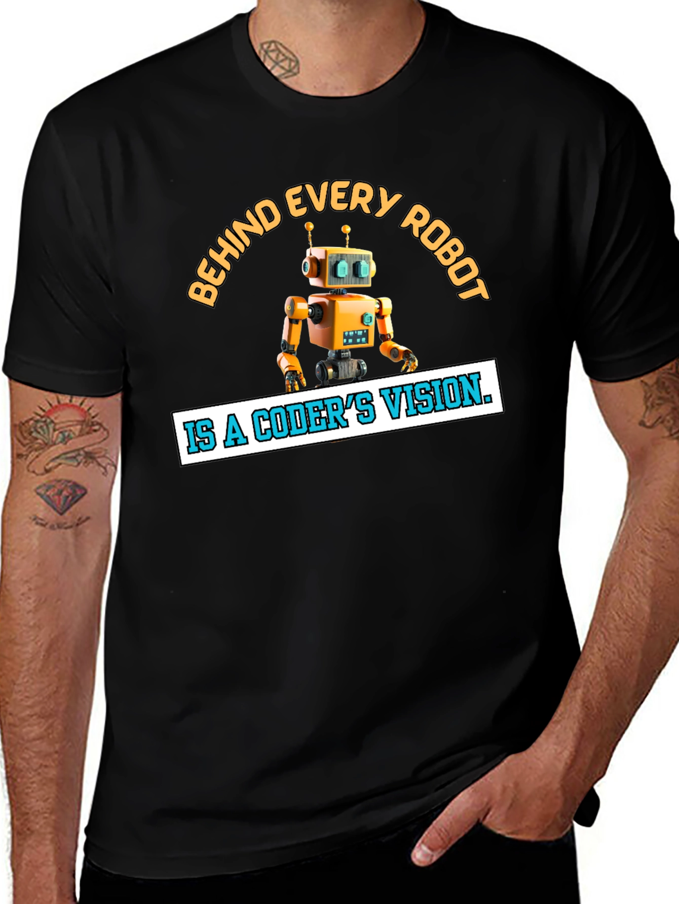 Coders Vision Robot Graphic Tee - Black
