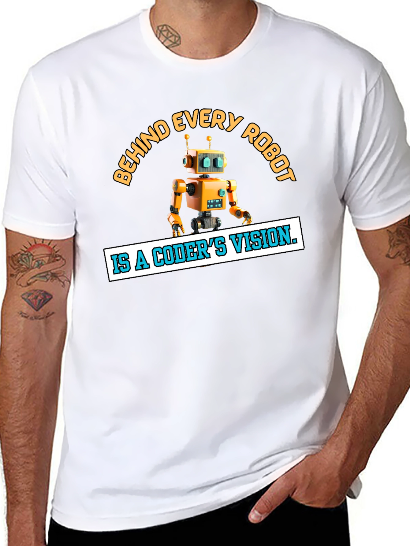 Coders Vision Robot Graphic Tee - Black