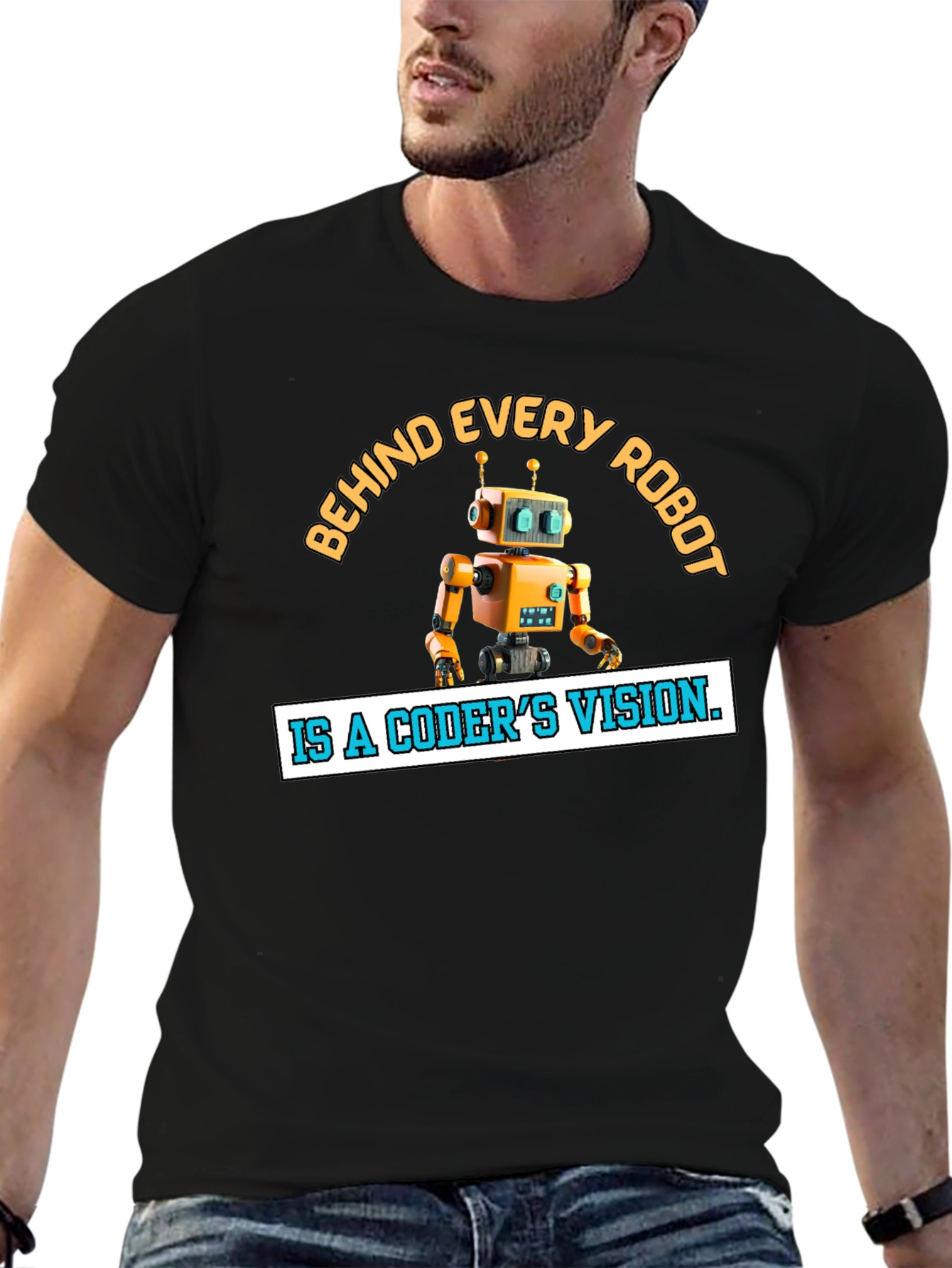 Coders Vision Robot Graphic Tee - Black
