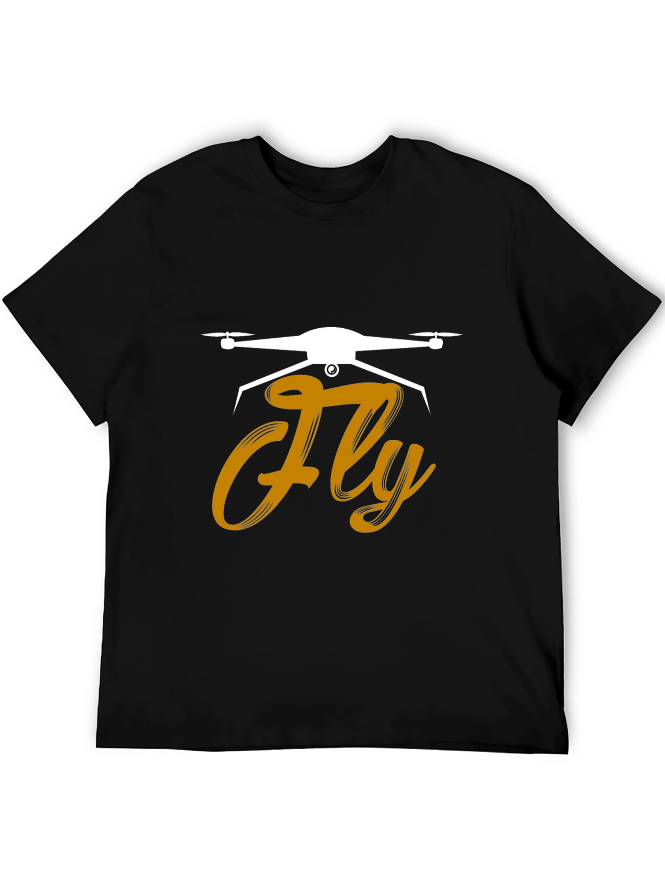 Fly Drone Graphic Tee - Black Cotton T-Shirt