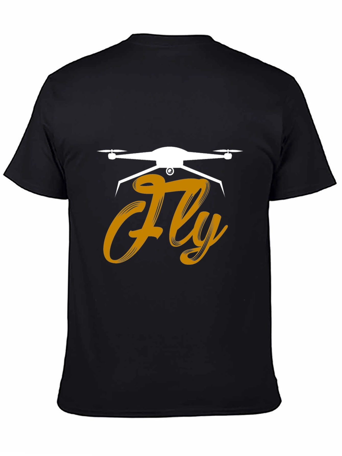 Fly Drone Graphic Tee - Black Cotton T-Shirt