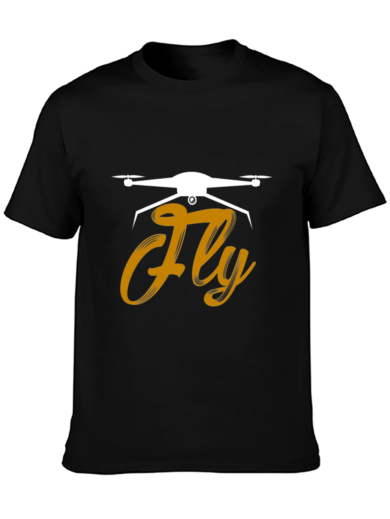 Fly Drone Graphic Tee - Black Cotton T-Shirt