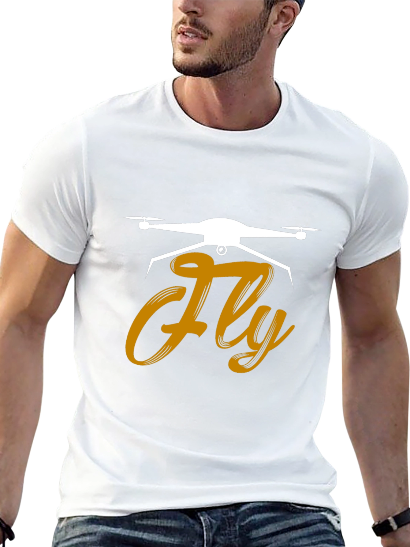 Fly Drone Graphic Tee - Black Cotton T-Shirt