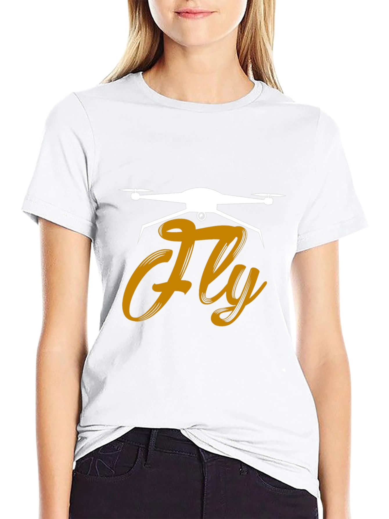Fly Drone Graphic Tee - Black Cotton T-Shirt