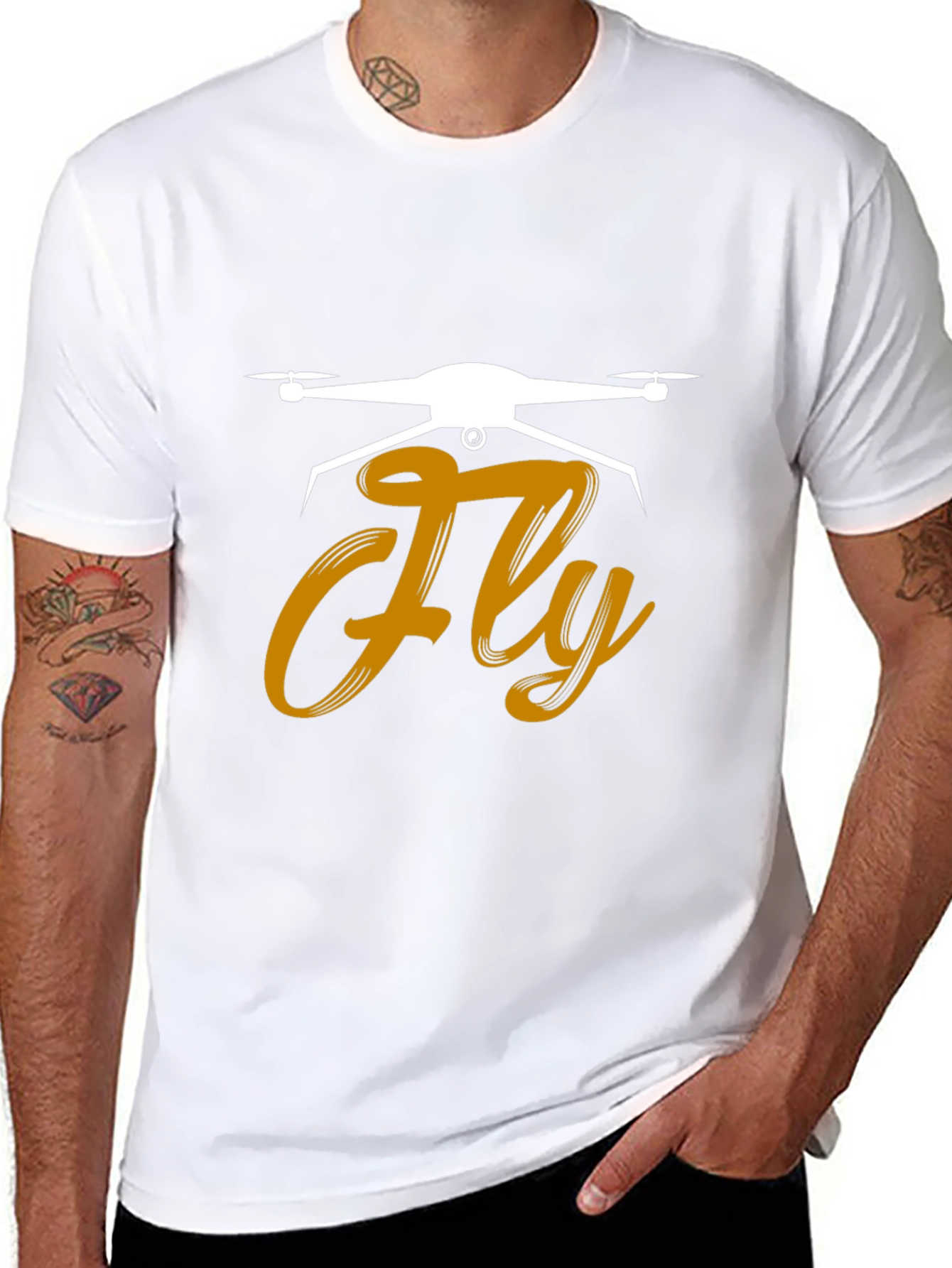 Fly Drone Graphic Tee - Black Cotton T-Shirt