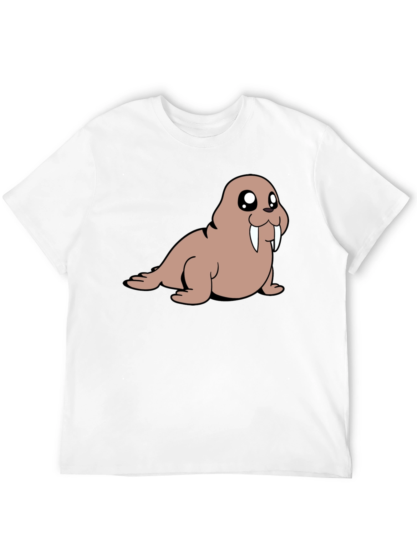 Cartoon Walrus T-Shirt - Black Cotton Tee