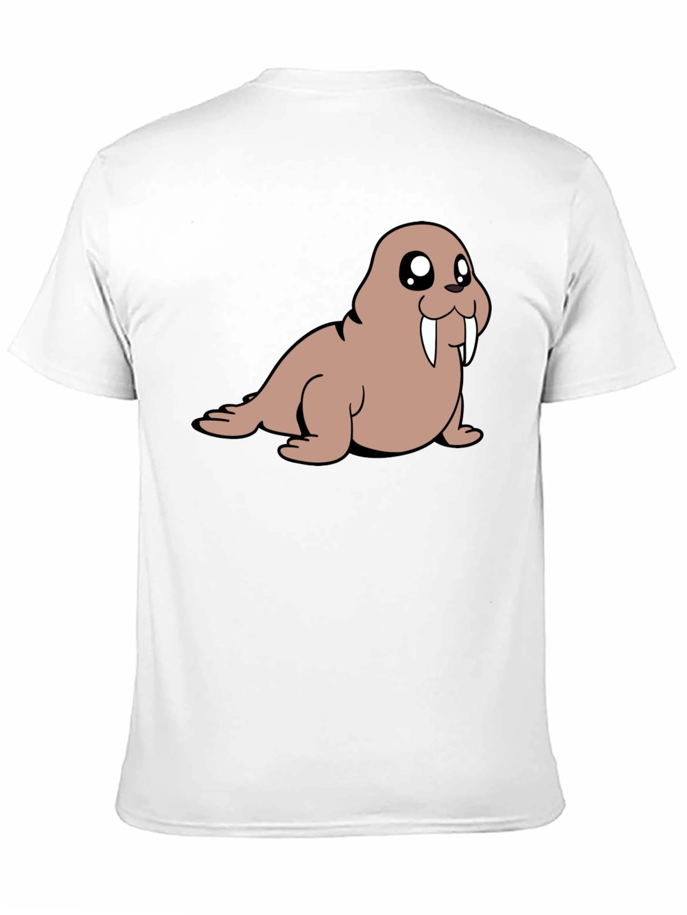 Cartoon Walrus T-Shirt - Black Cotton Tee