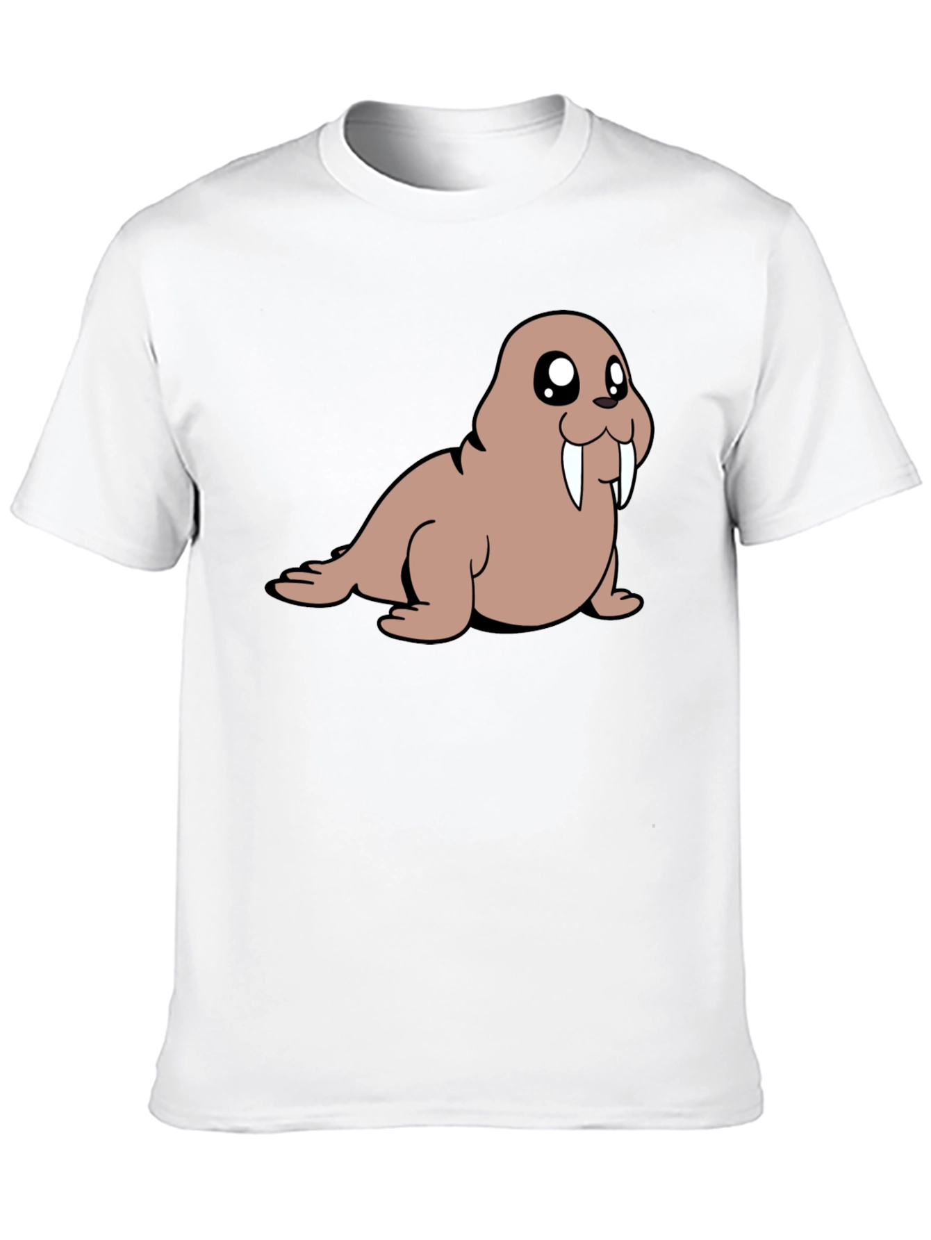 Cartoon Walrus T-Shirt - Black Cotton Tee