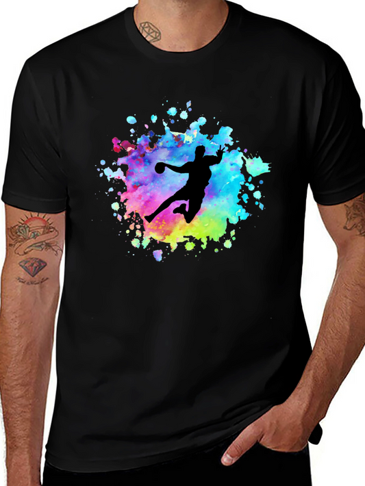 Watercolor Handball Player T-Shirt - Black